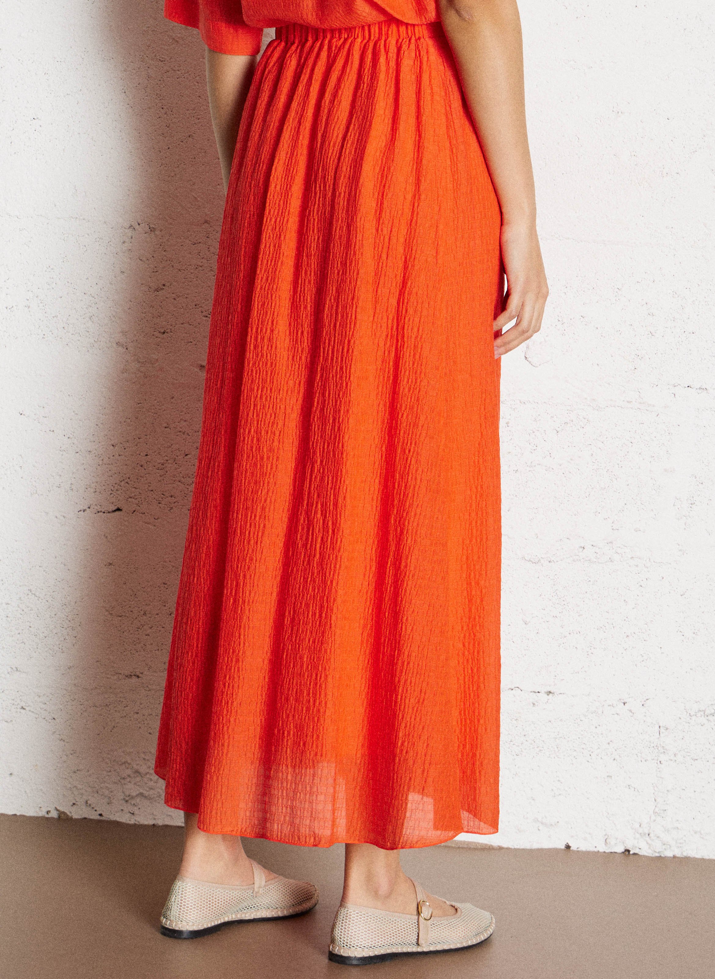 Lange, uitlopende rok | katoenblend POMANDERE Rood