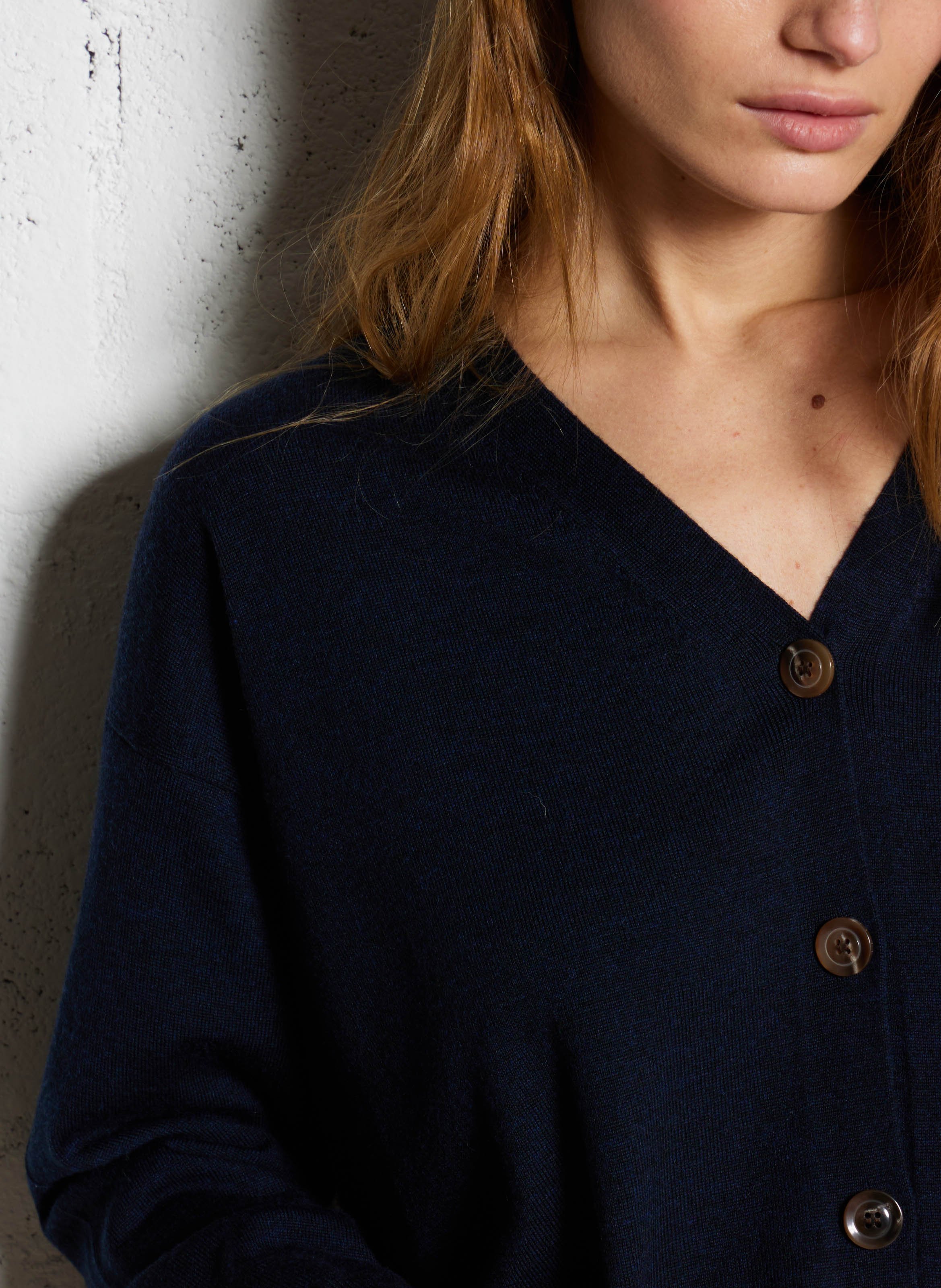 Gilet boutonné en laine SOEUR Bleu