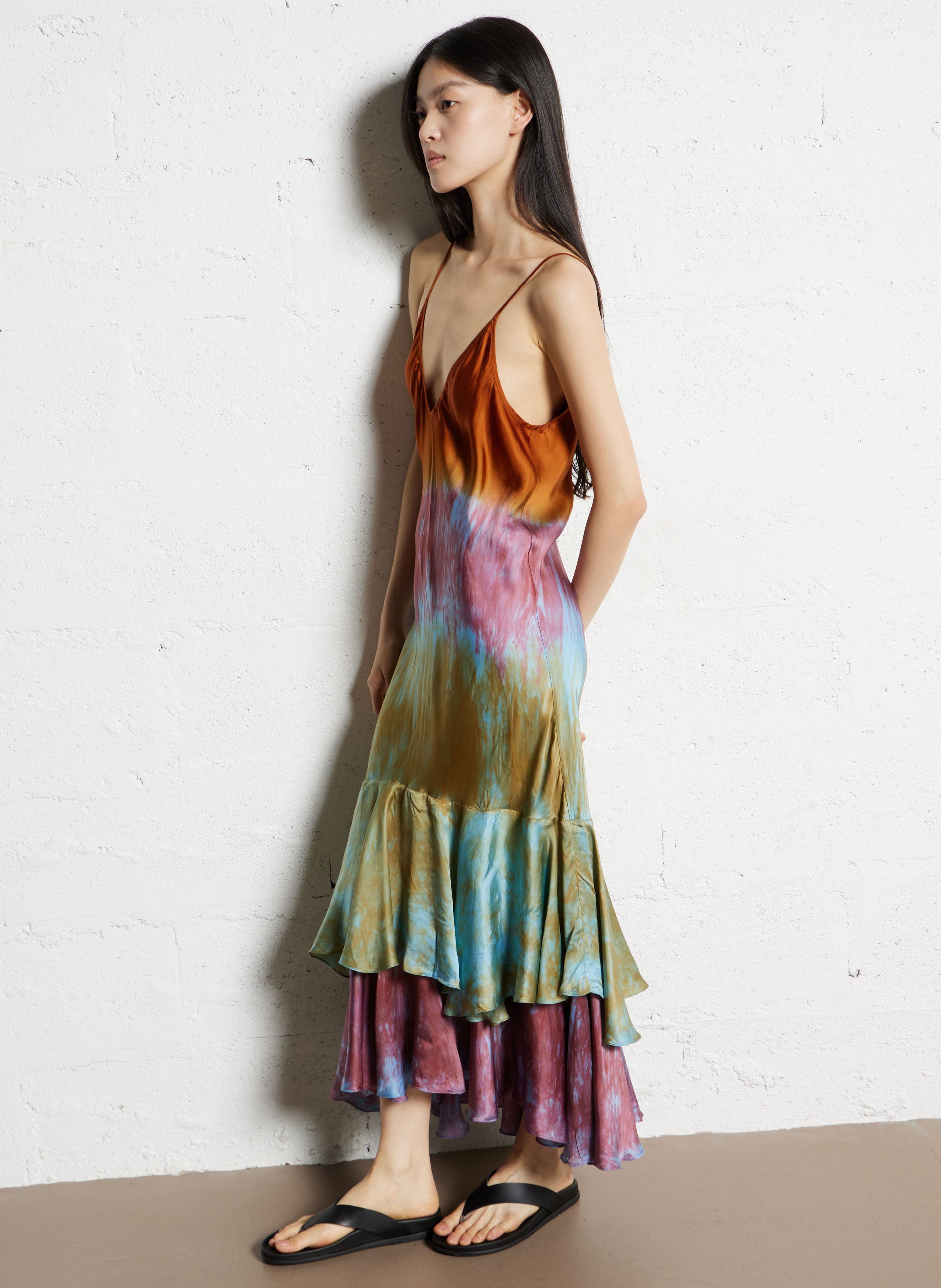 Robe midi dégradée à volants MES DEMOISELLES Multicolore