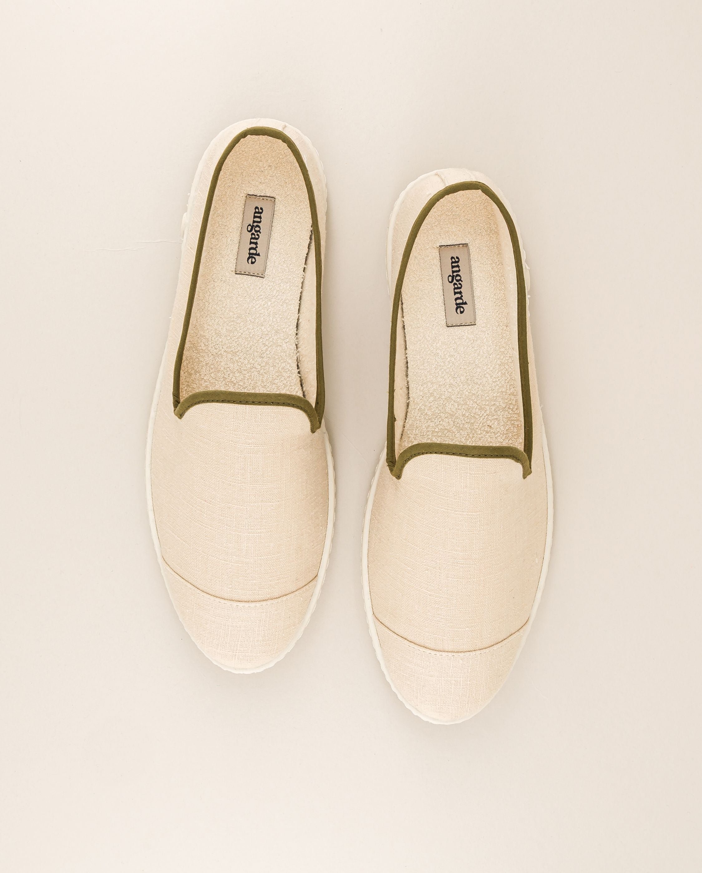 Chausson homme lin, beige kaki ANGARDE Beige