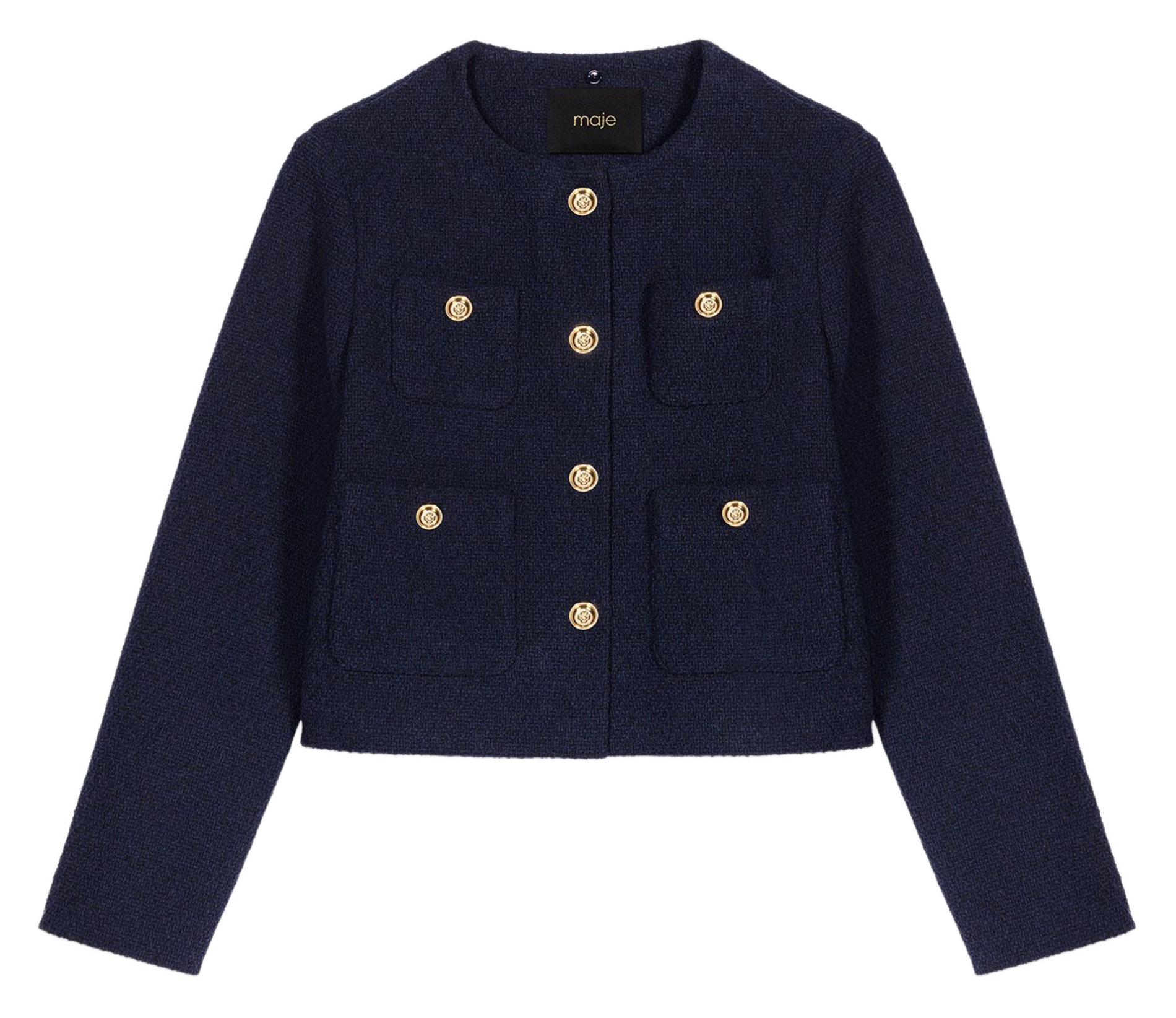 Veste droite en coton mélangé MAJE Bleu