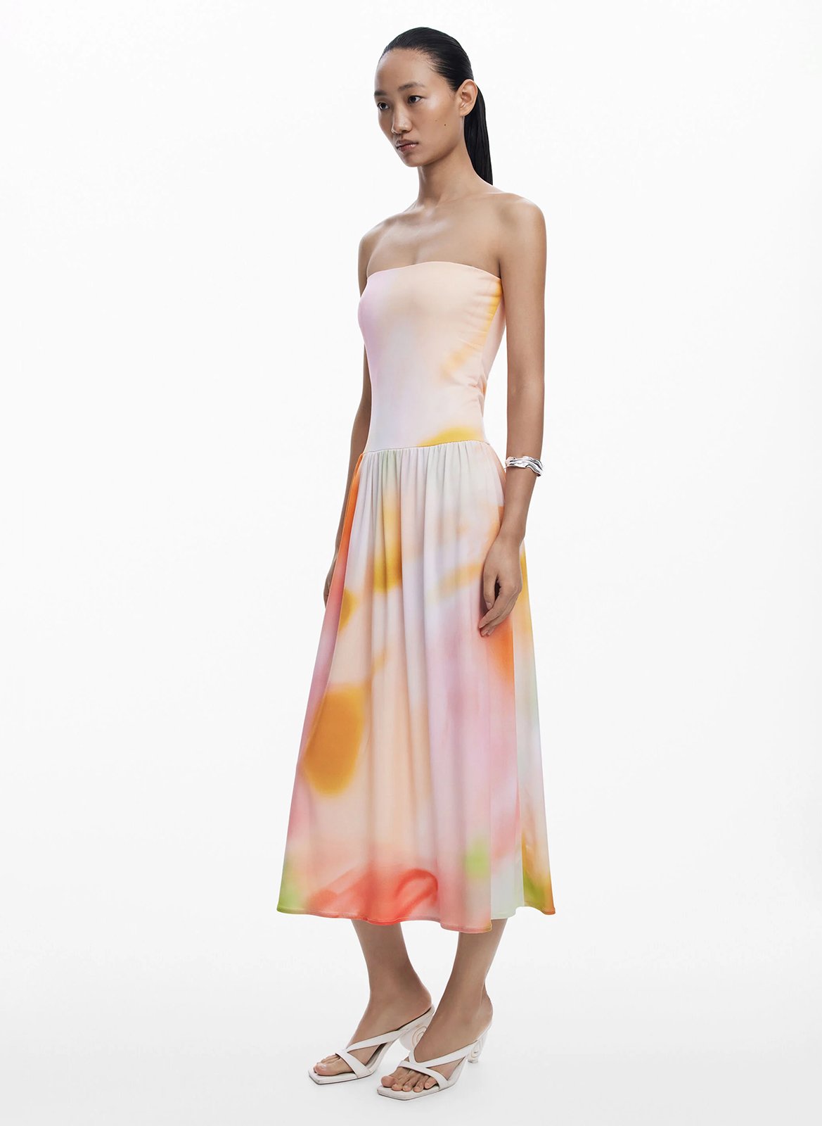 Robe midi bustier 2 en 1 imprimée DESIGUAL Blanc