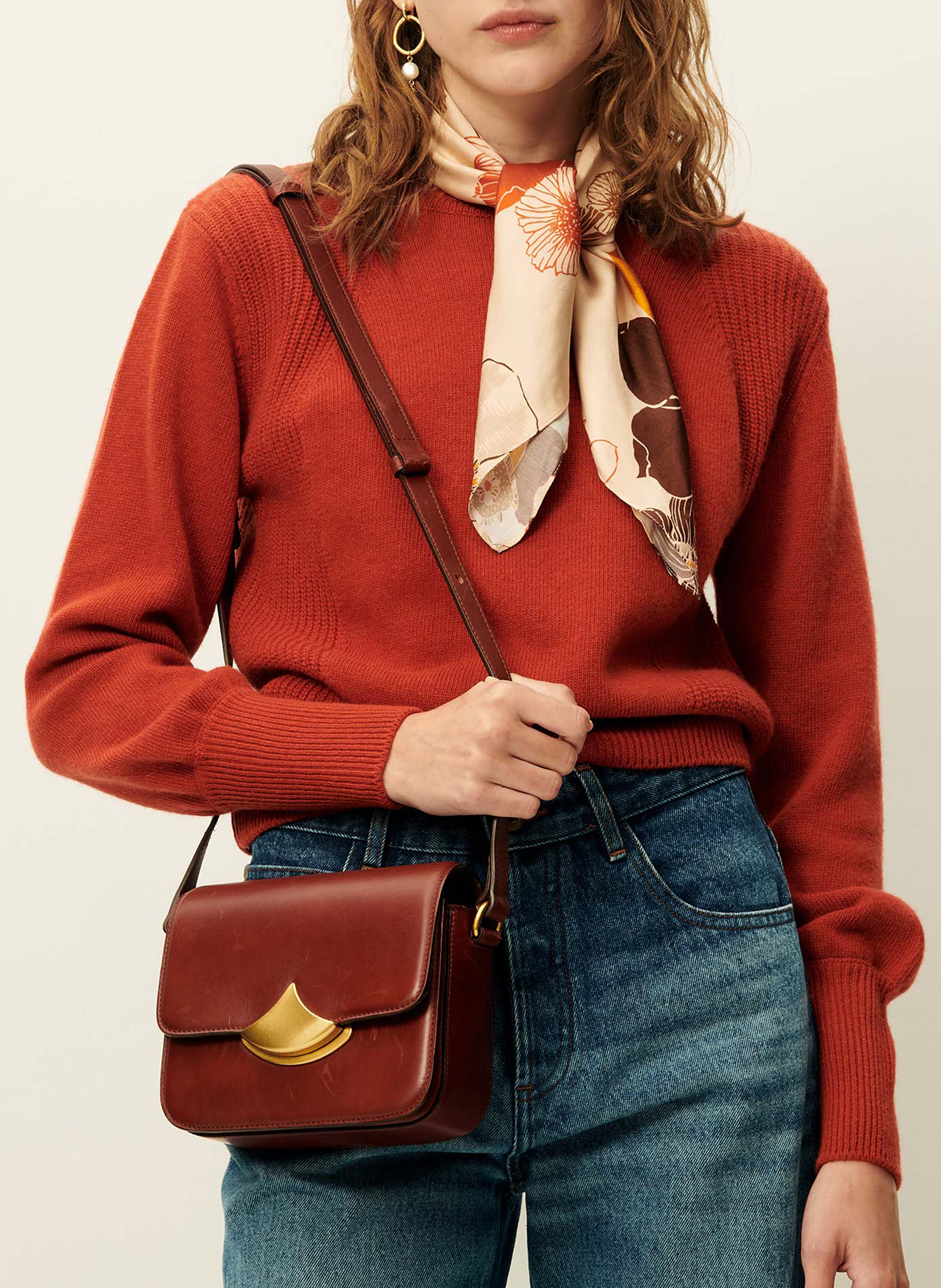 Straight round-neck wool sweater SESSUN Red