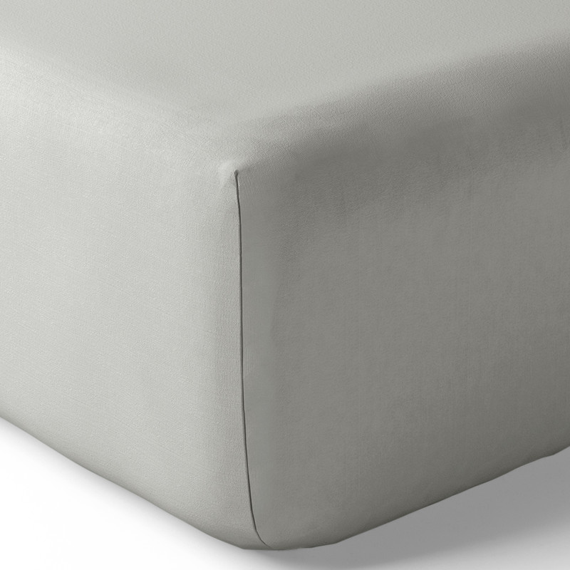 Percale fitted sheet "Julian" with 35 cm deep pocket all sizes pure cotton COTON PUR Grey