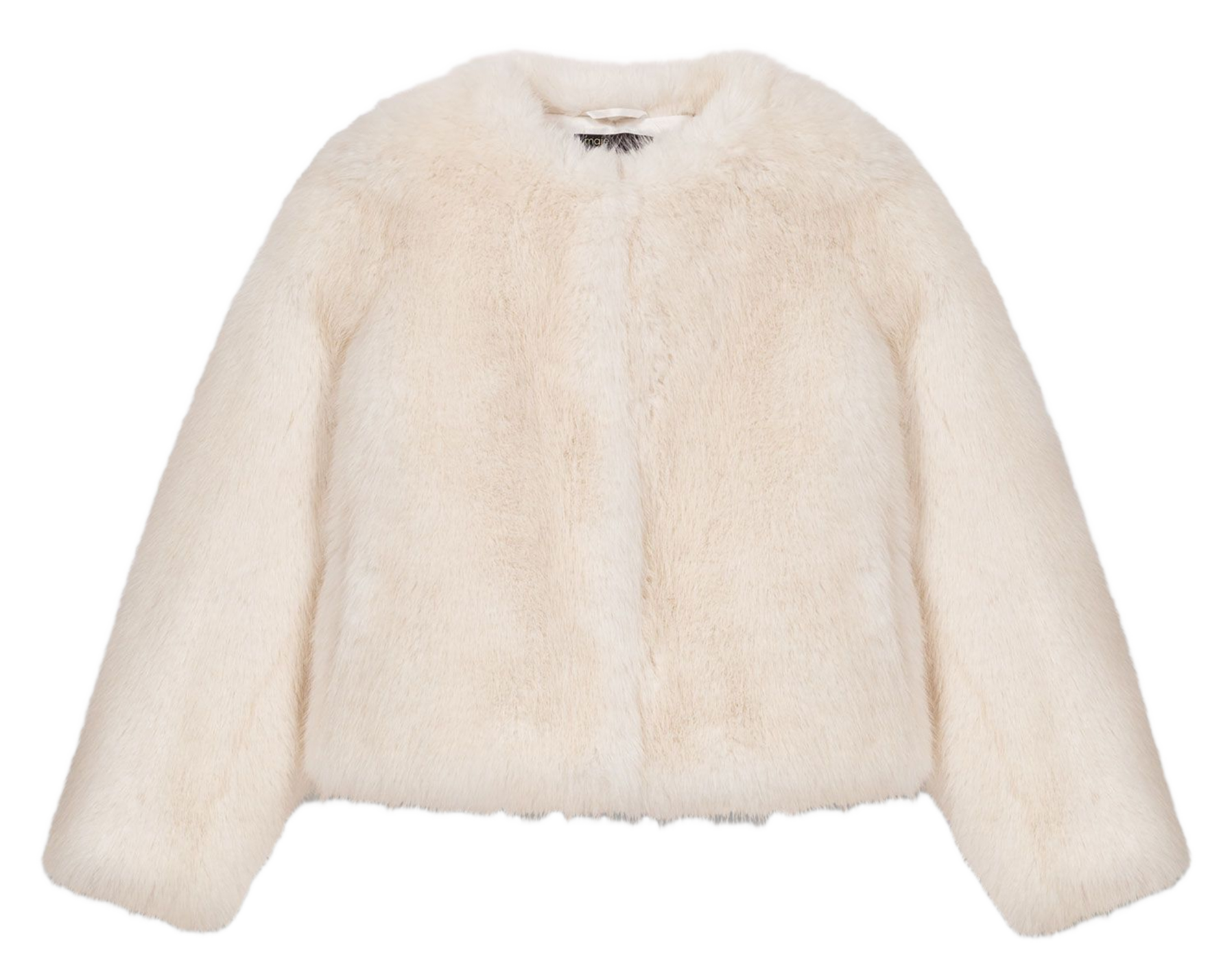Manteau court col rond en fausse fourrure MAJE Beige