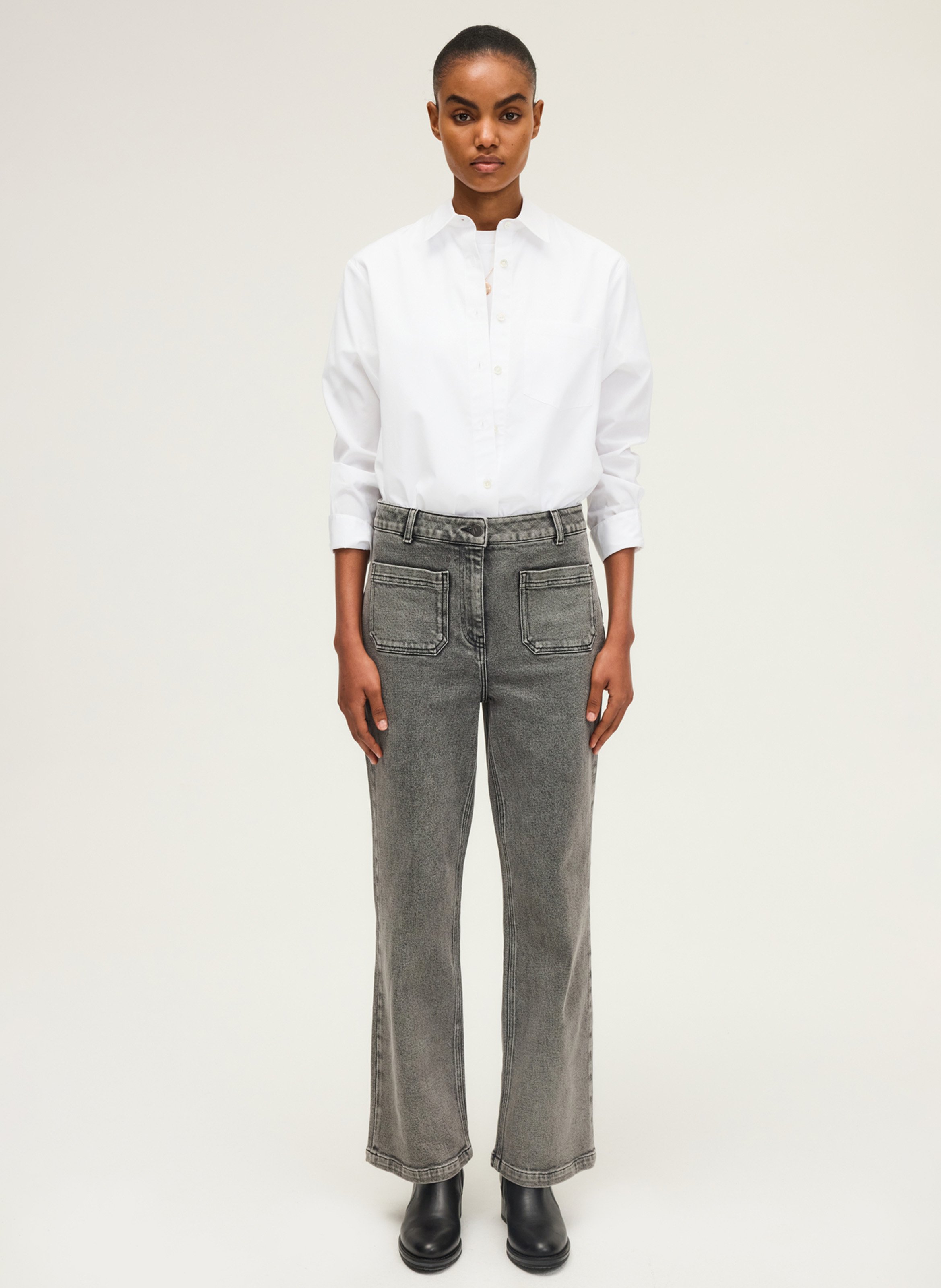 Cotton-blend straight jeans PABLO Grey