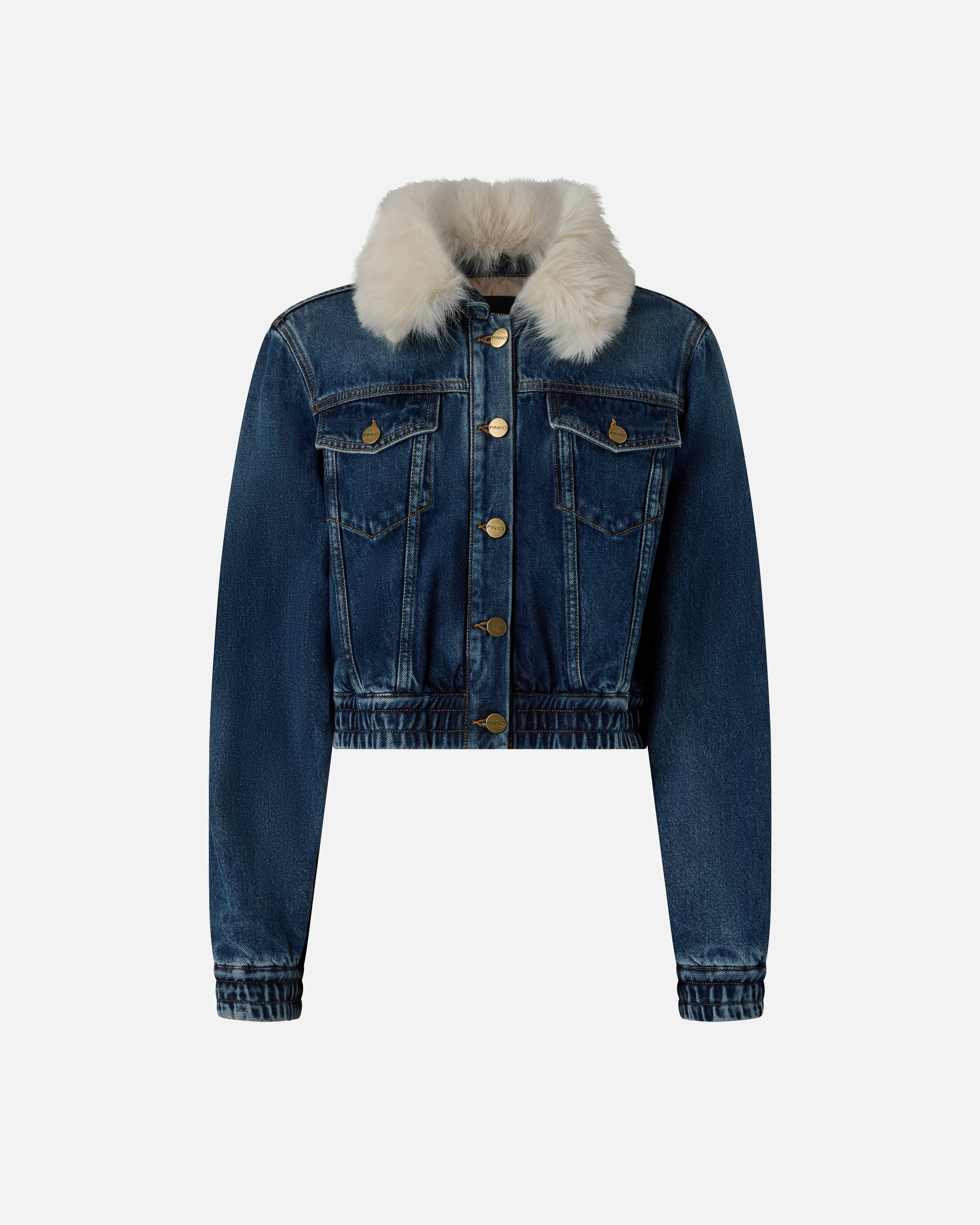 Soft-collar denim trucker jacket PINKO Blue