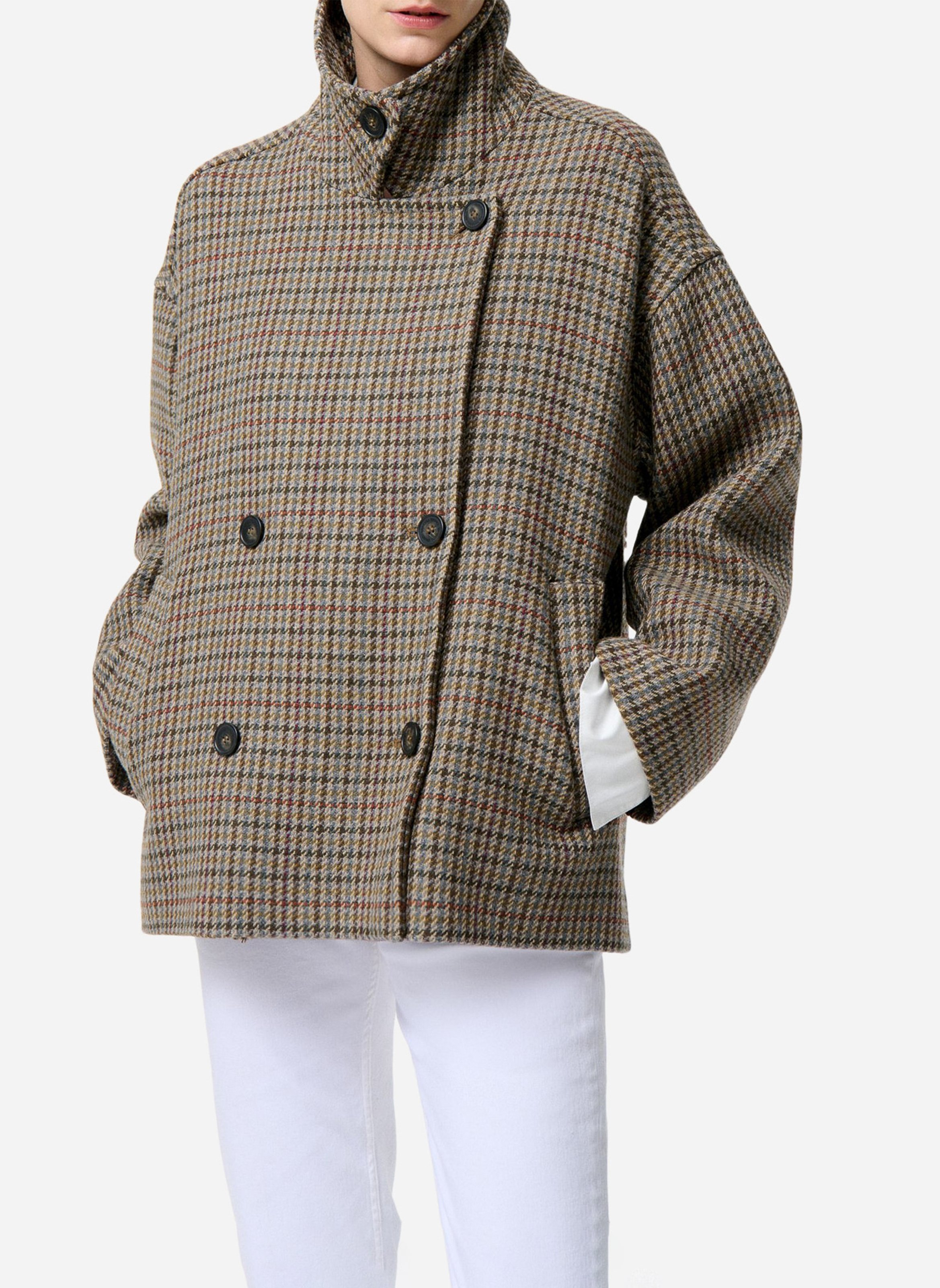 Manteau ample col montant en laine mélangée imprimé VANESSA BRUNO Multicolore