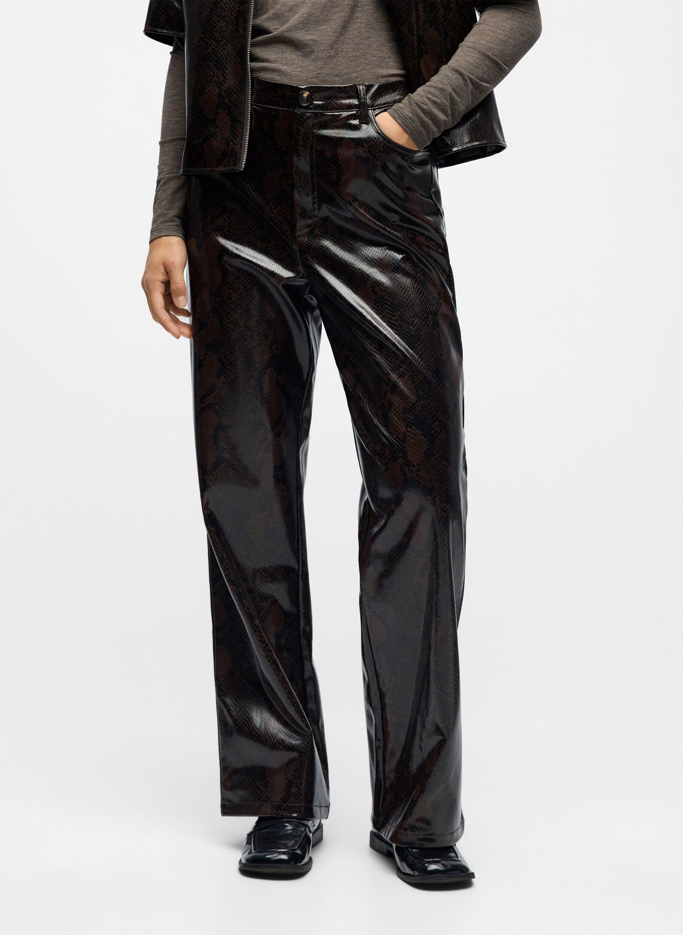 Wijde broek python OBJECT Bruin