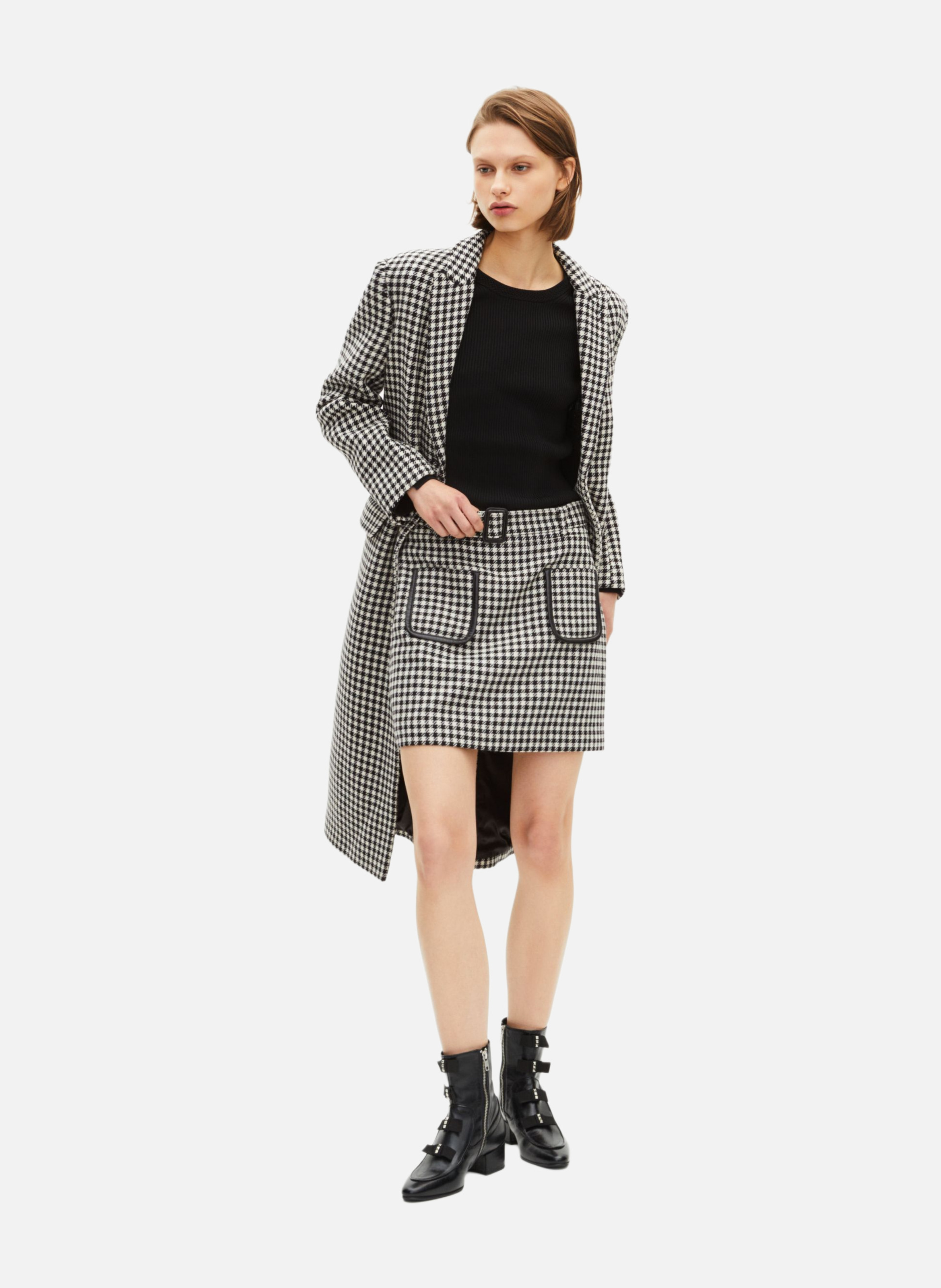 Short houndstooth skirt THE KOOPLES Black
