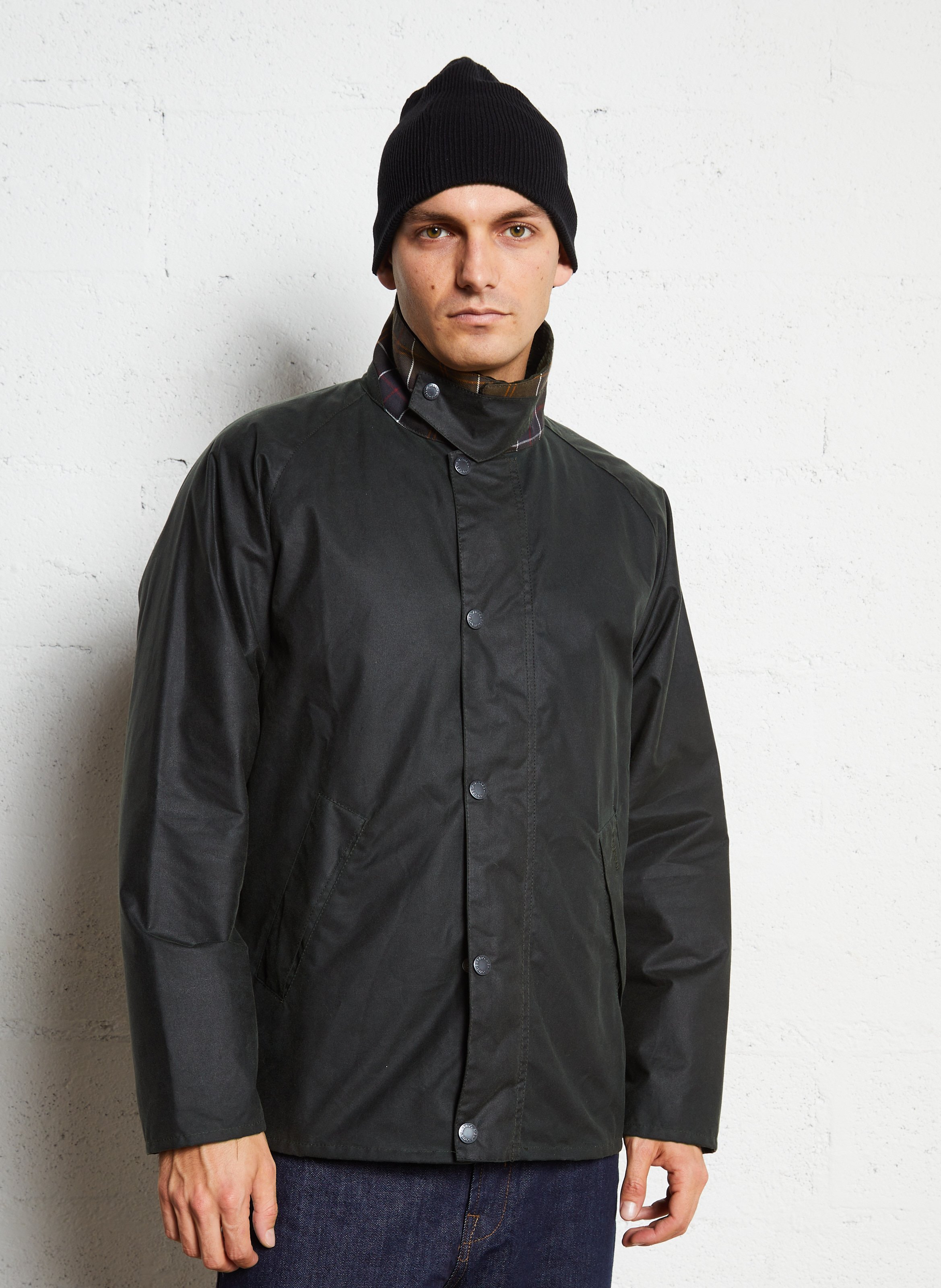 Katoenen jack met klassieke kraag BARBOUR Groen