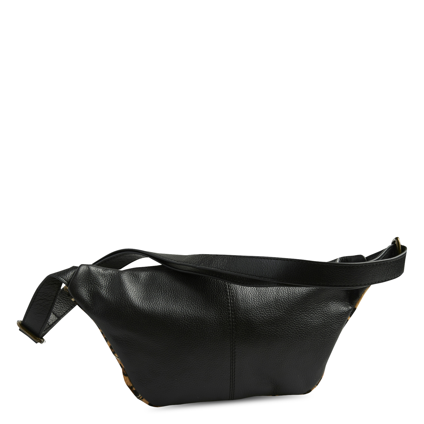 Printed leather bum bag PIECES Beige