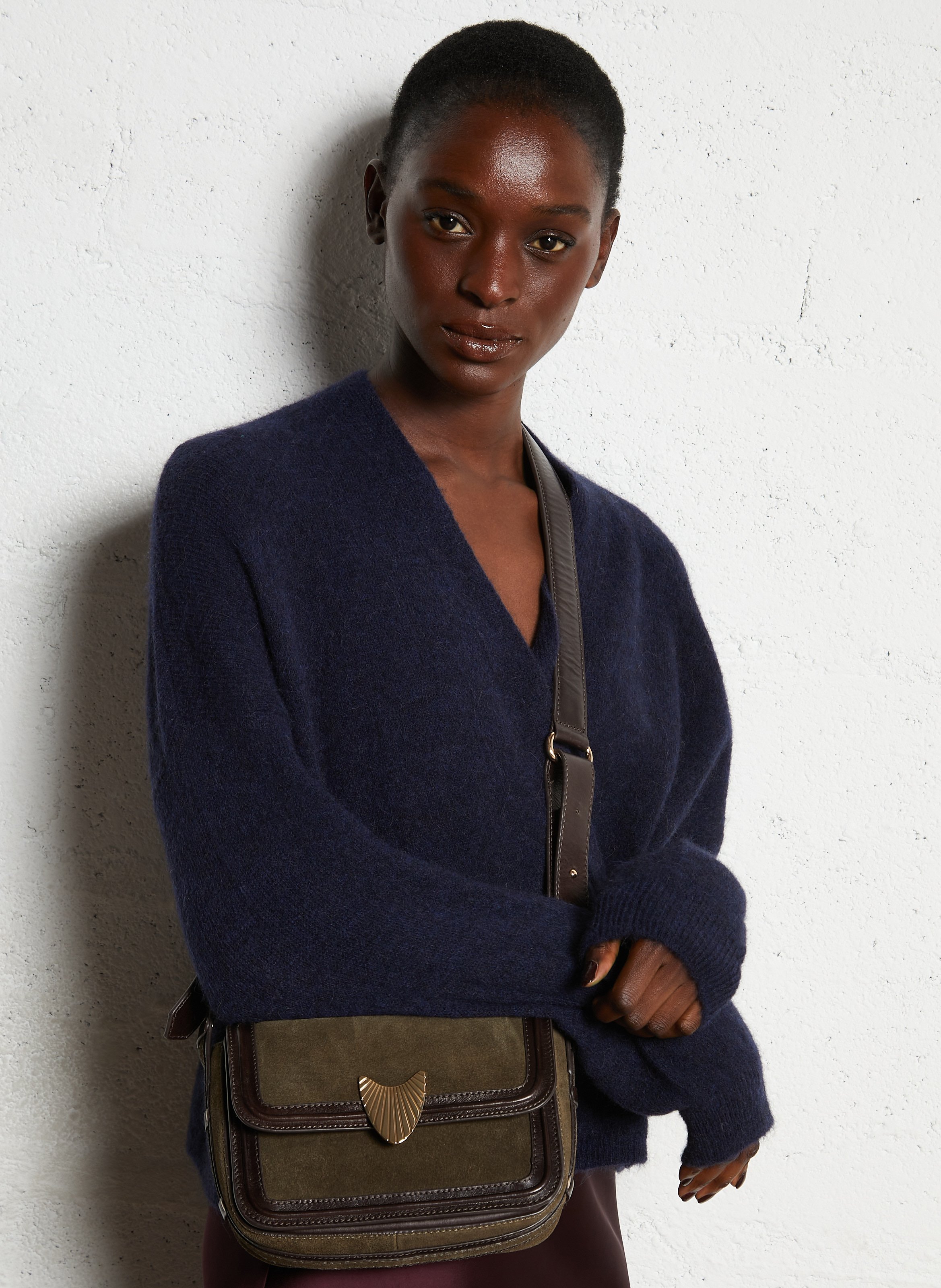 Sac bandoulière en cuir MAISON 123 Kaki