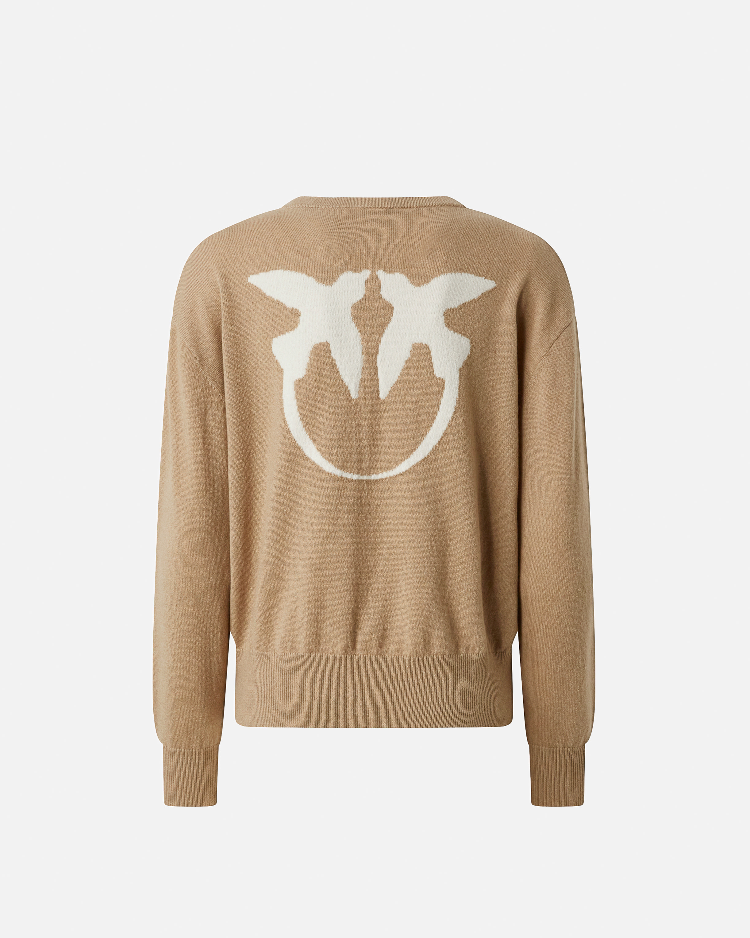 Sweater with maxi love birds logo PINKO Beige