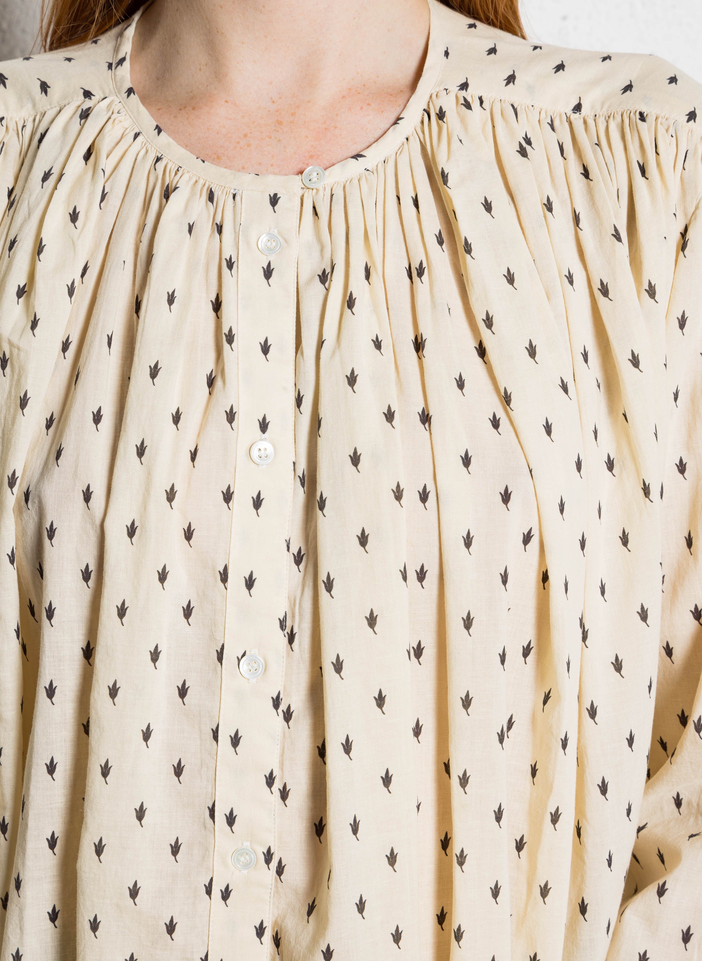 Wijde, katoenen blouse met ronde hals FEEKA Wit