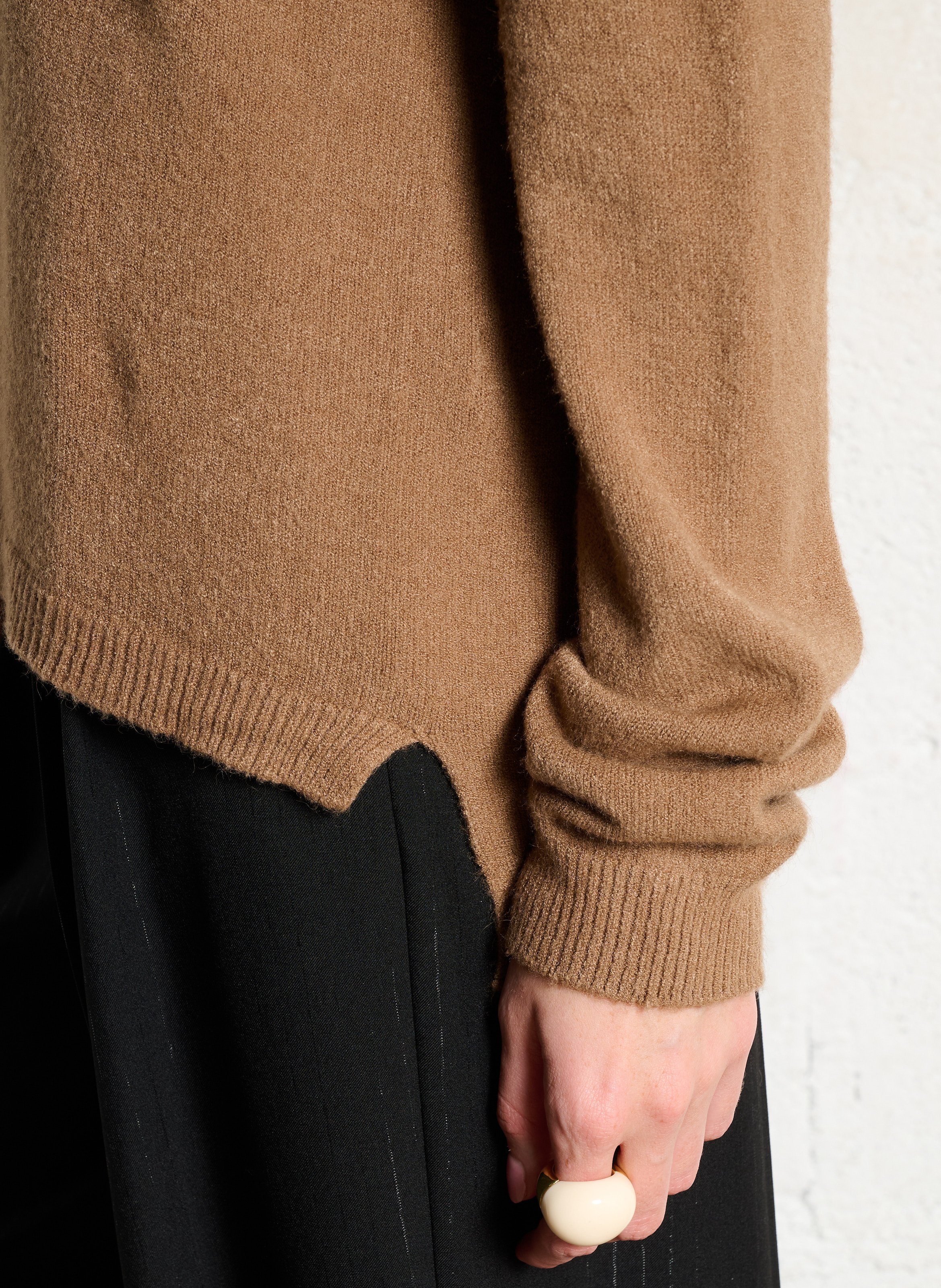 Pull droit col roulé en maille unie IMPERIAL Marron