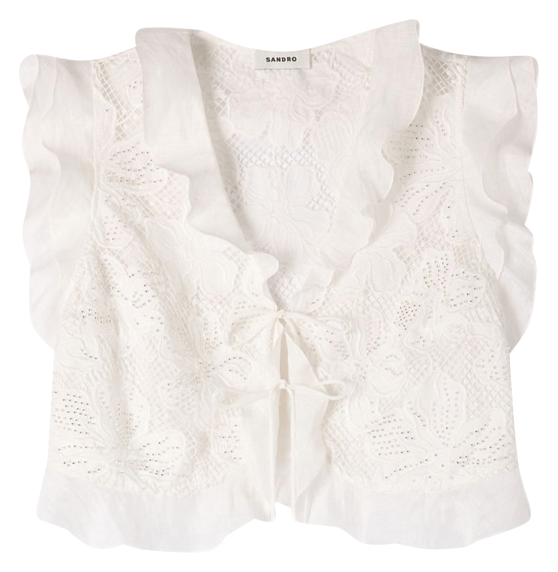 Top court en guipure SANDRO Blanc