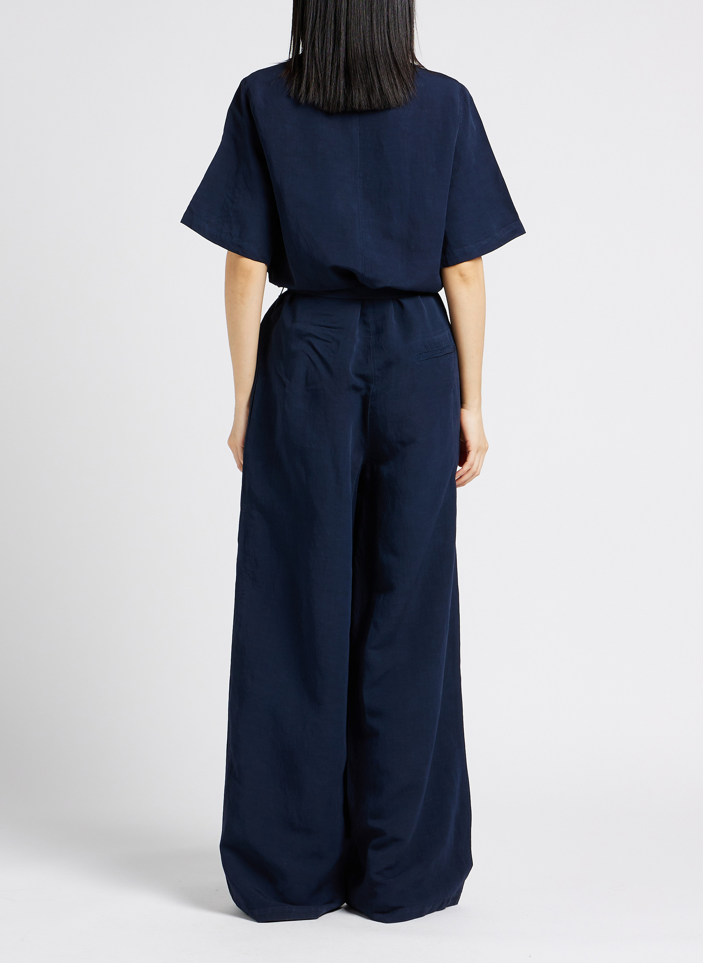 Rechte jumpsuit met V-hals POMANDERE Blauw