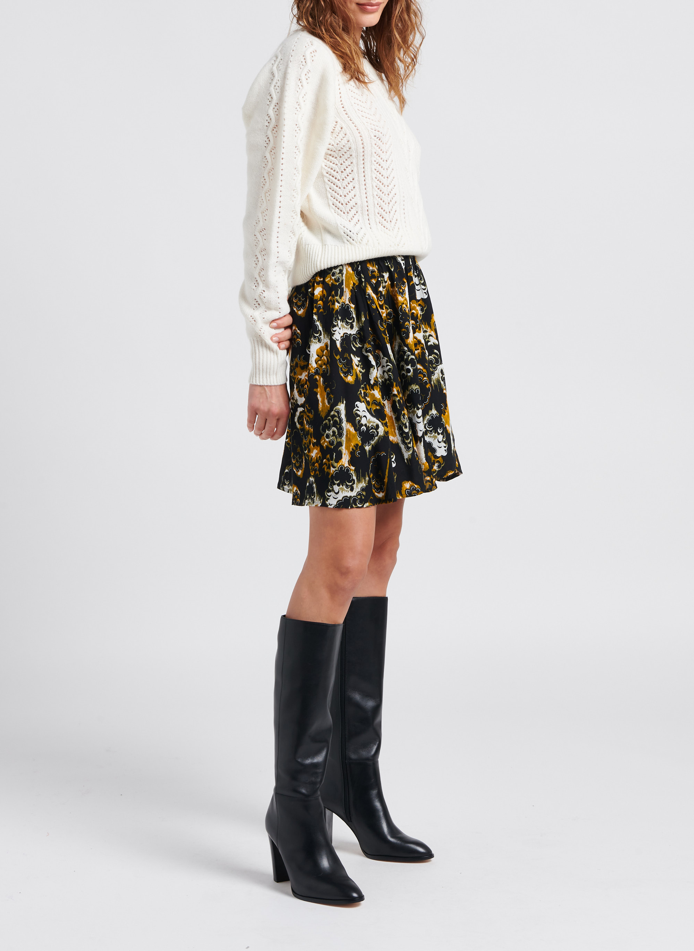 Kurzer Rock mit Print VILA Schwarz