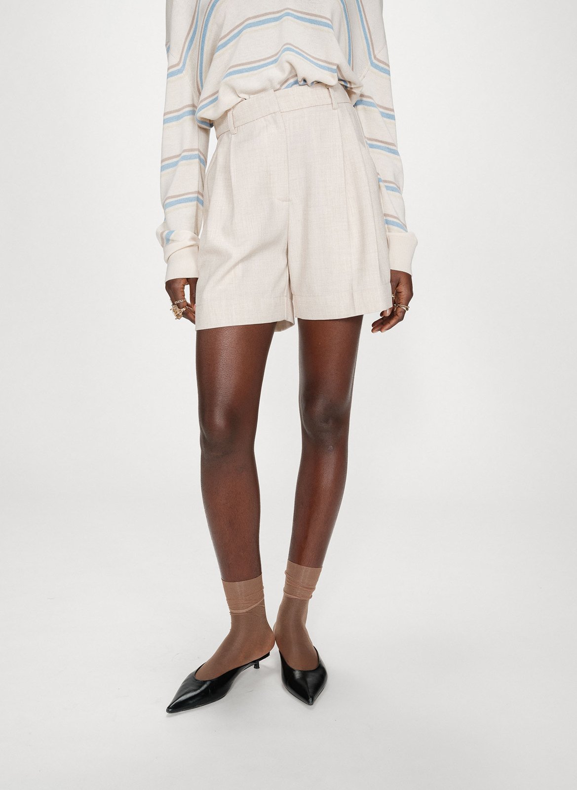 Short taille mi-haute droit uni GRACE ET MILA Beige