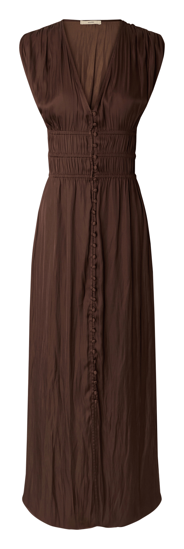 Ärmelloses langes Kleid mit Knopfleiste SESSUN Braun