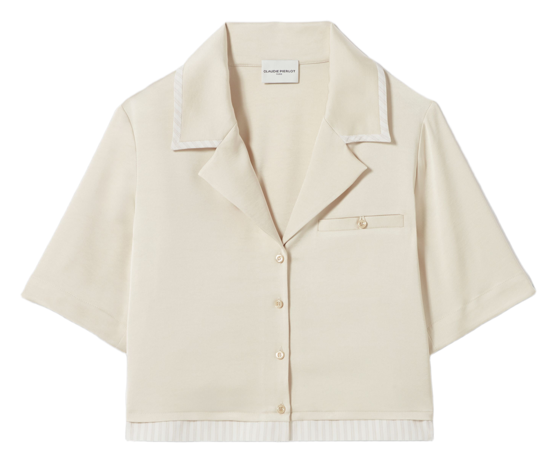 Chemise oversize col tailleur satinée CLAUDIE PIERLOT Beige