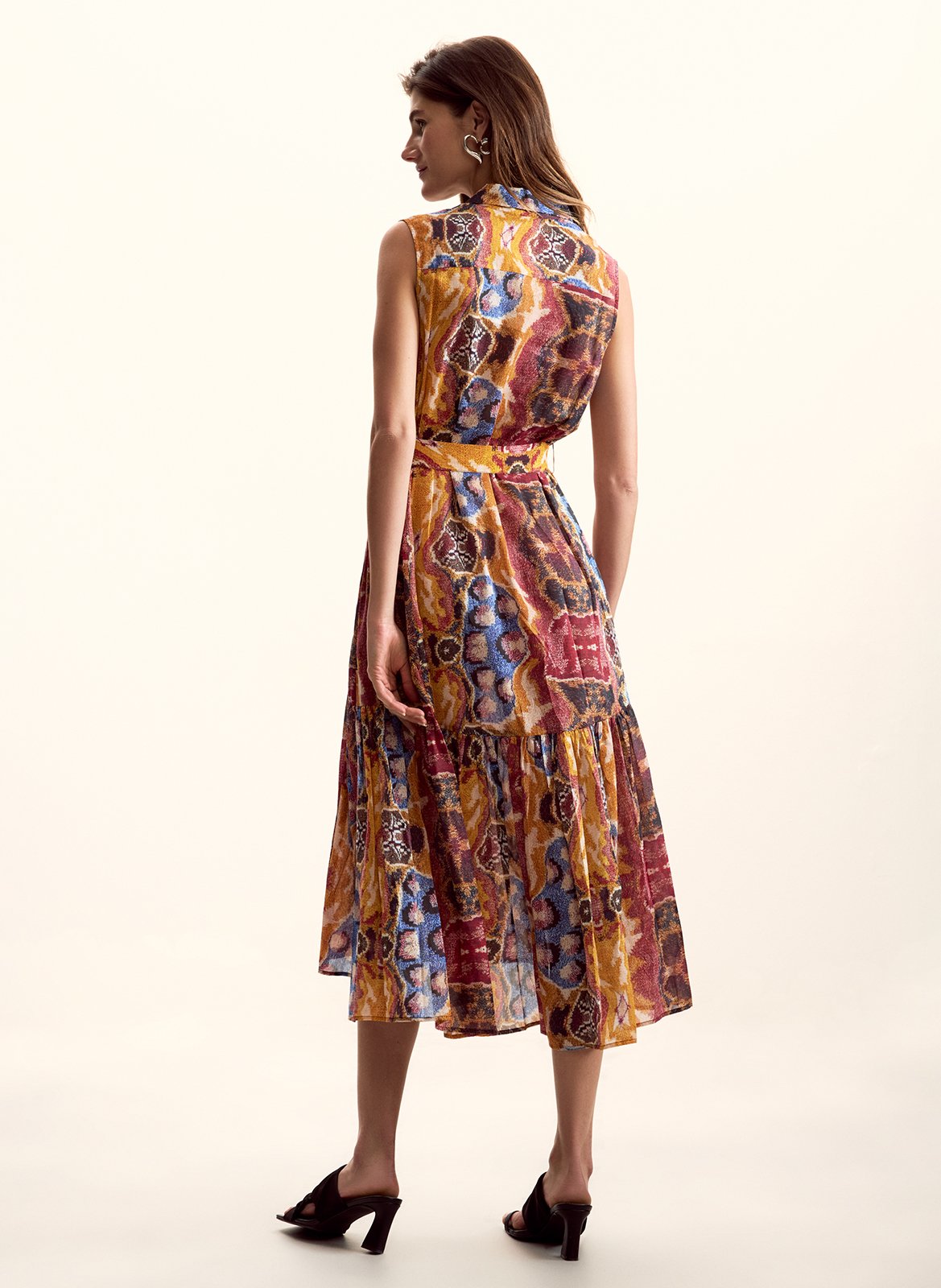 Bedrucktes Maxikleid mit klassischem Kragen DESIGUAL Mehrfarbig