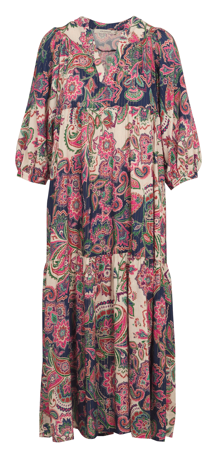 Lange bedrukte jurk met tunicakraag LA FEE MARABOUTEE Veelkleurig