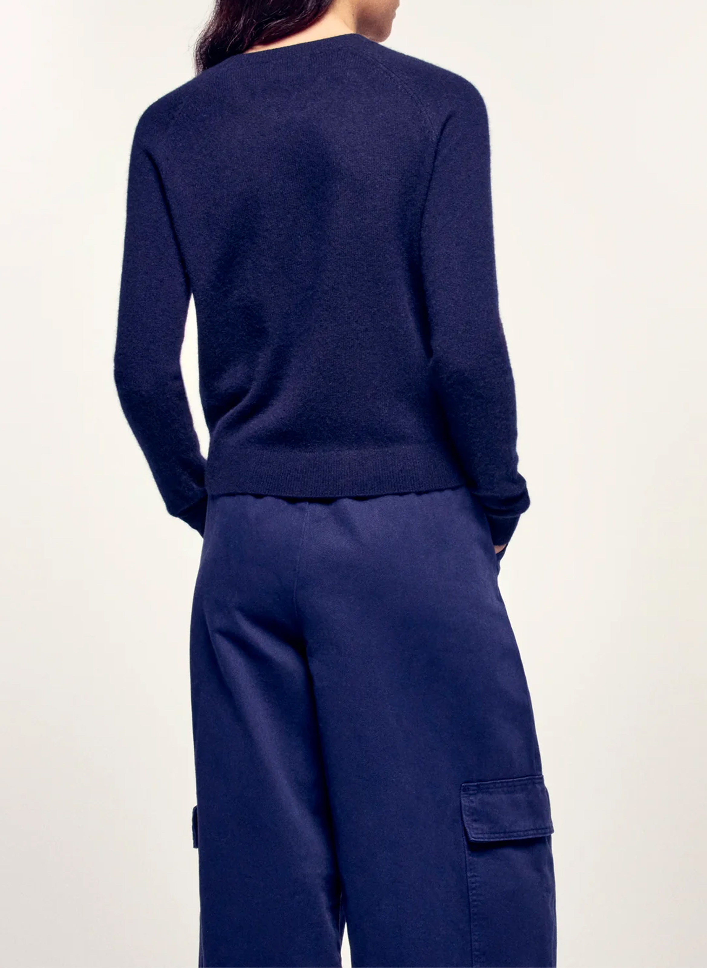 Straight cotton sweater with round neck FROM FUTURE Blue