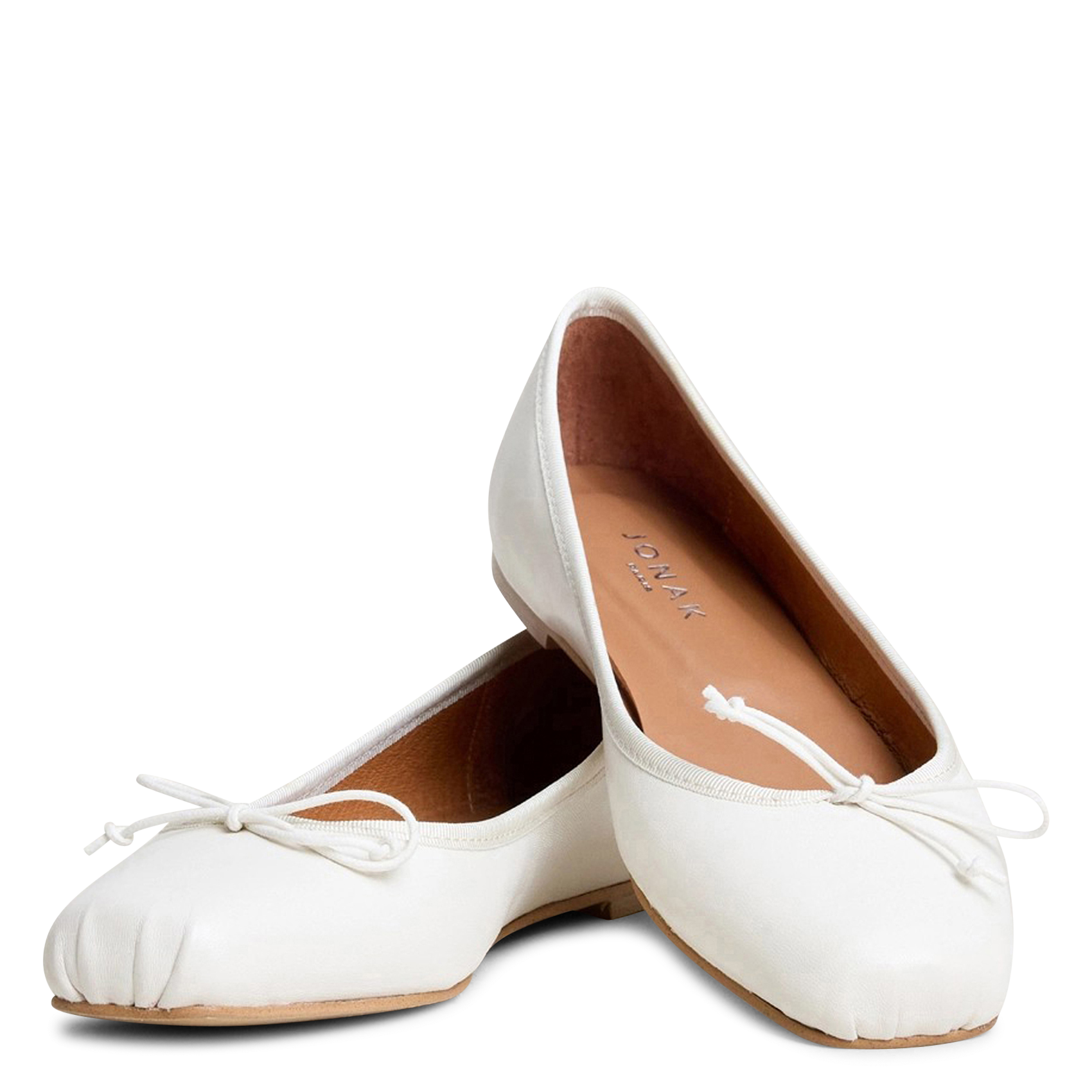 Square-toe leather ballet flats JONAK White