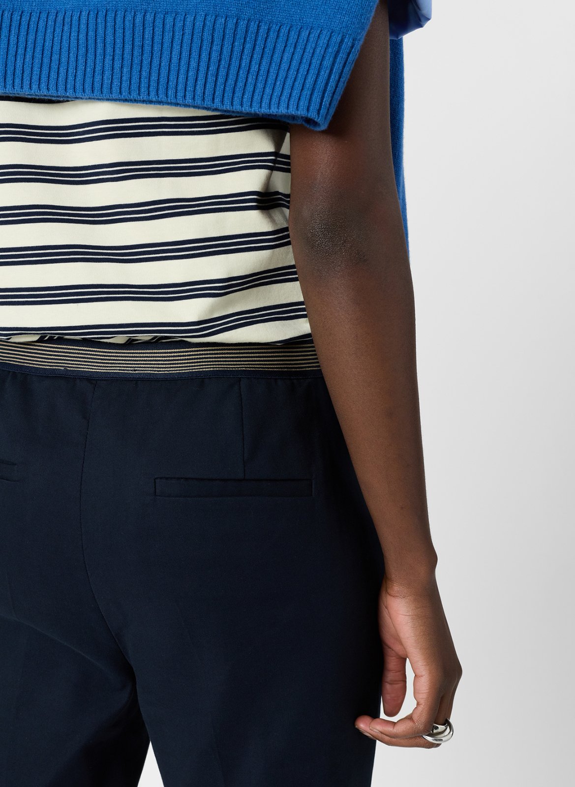 Pantalon droit en coton mélangé Bleu