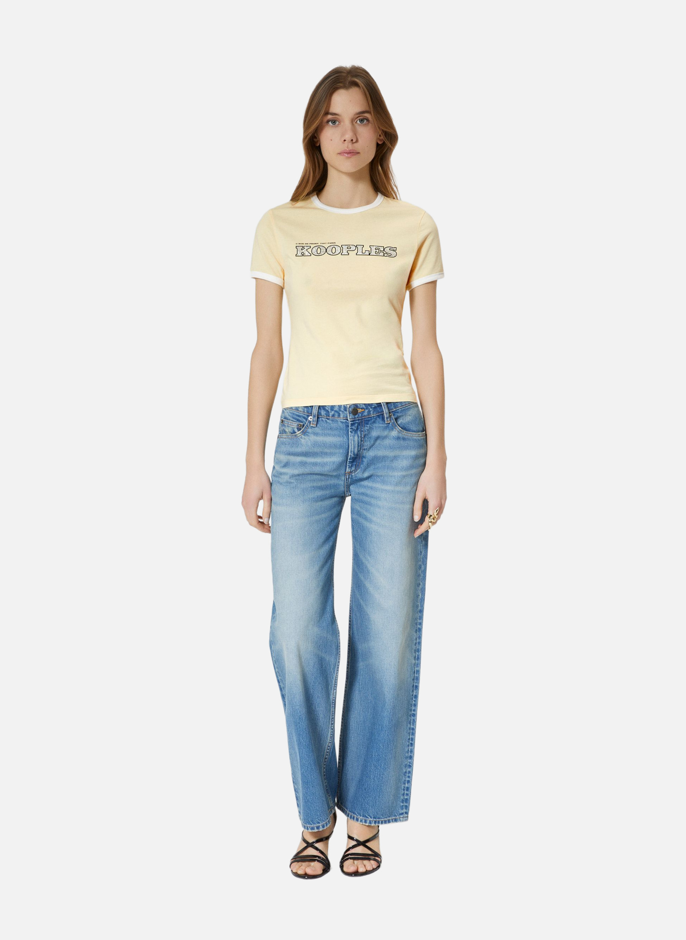 T-shirt with rhinestone logo THE KOOPLES Yellow