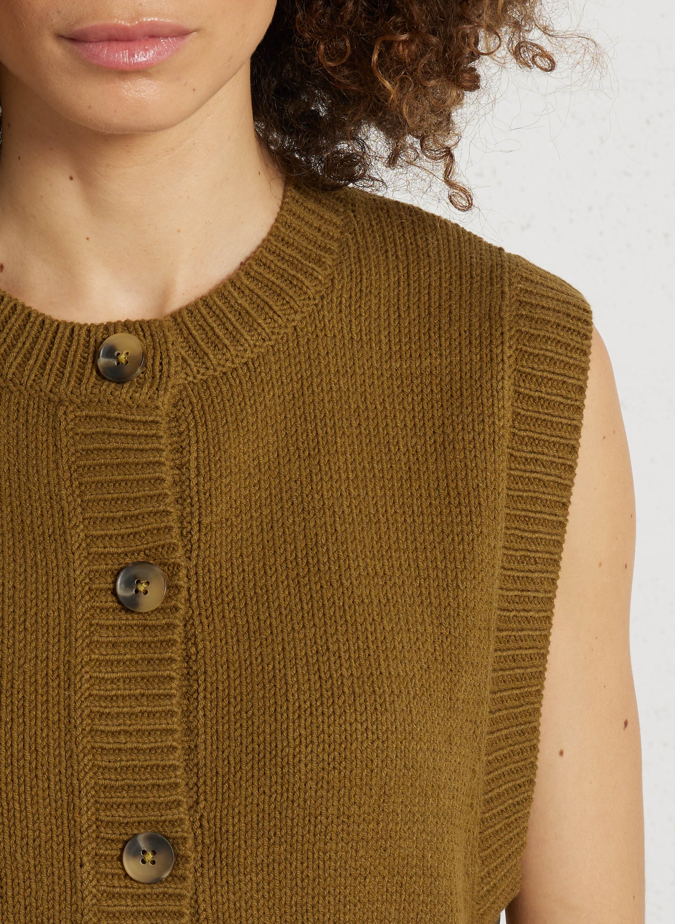 Mouwloze effen katoenen vest BELLA JONES Kaki