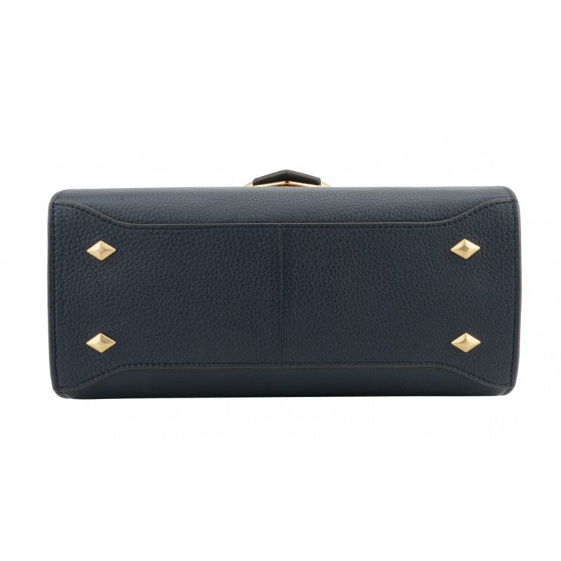 Grained calfskin handbag POURCHET Blue
