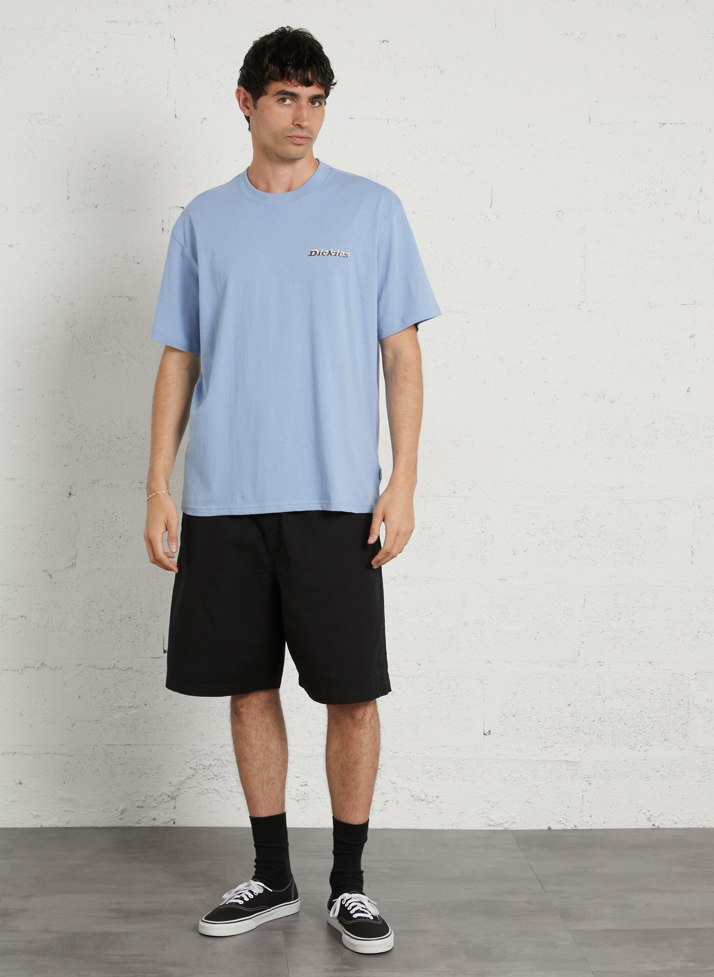 Tee-shirt droit col rond sérigraphié en coton DICKIES Bleu