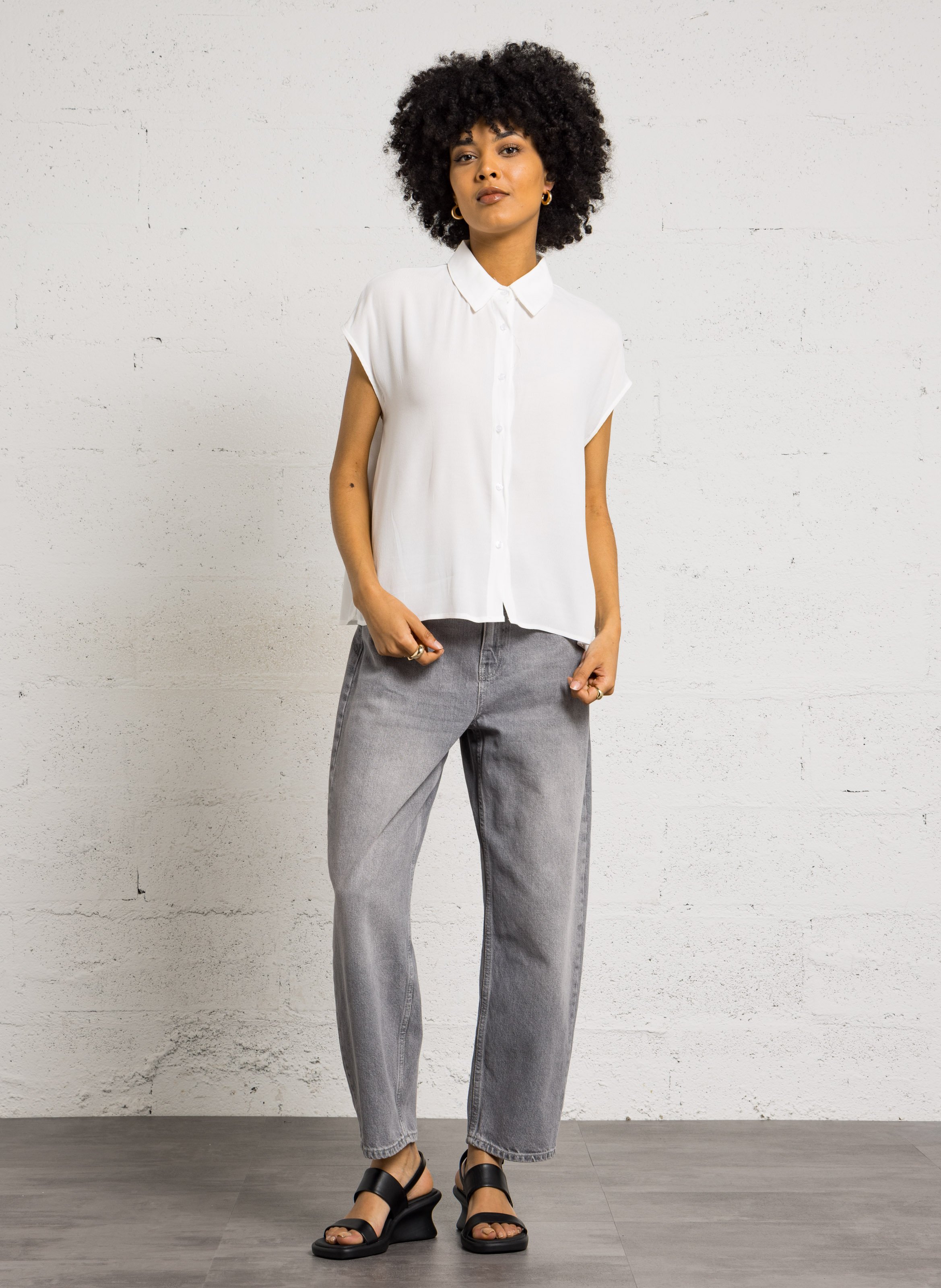 Chemise oversize col classique SEE U SOON Blanc