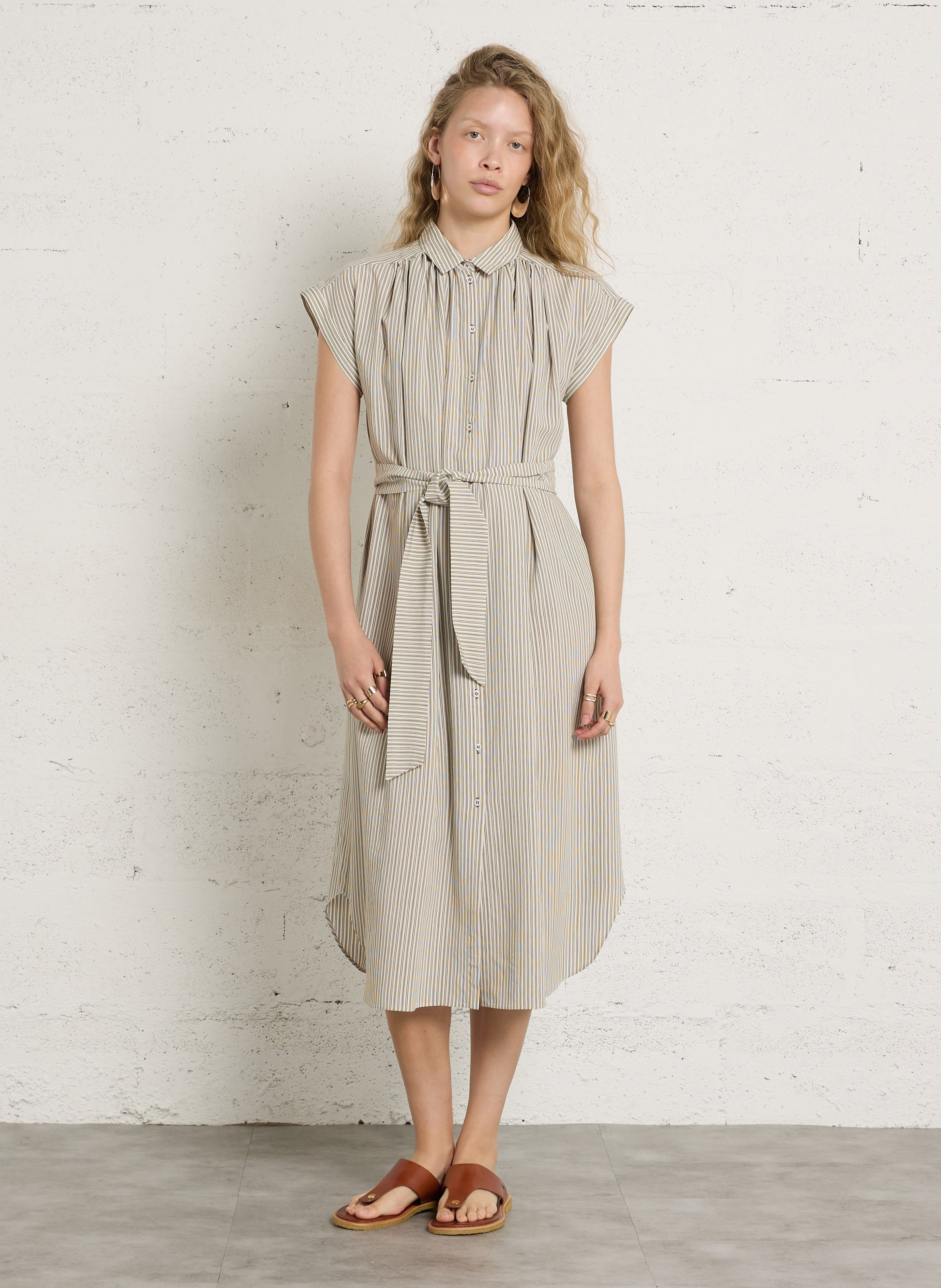 Midi-jurk met brede strepen BELLEPIECE Groen