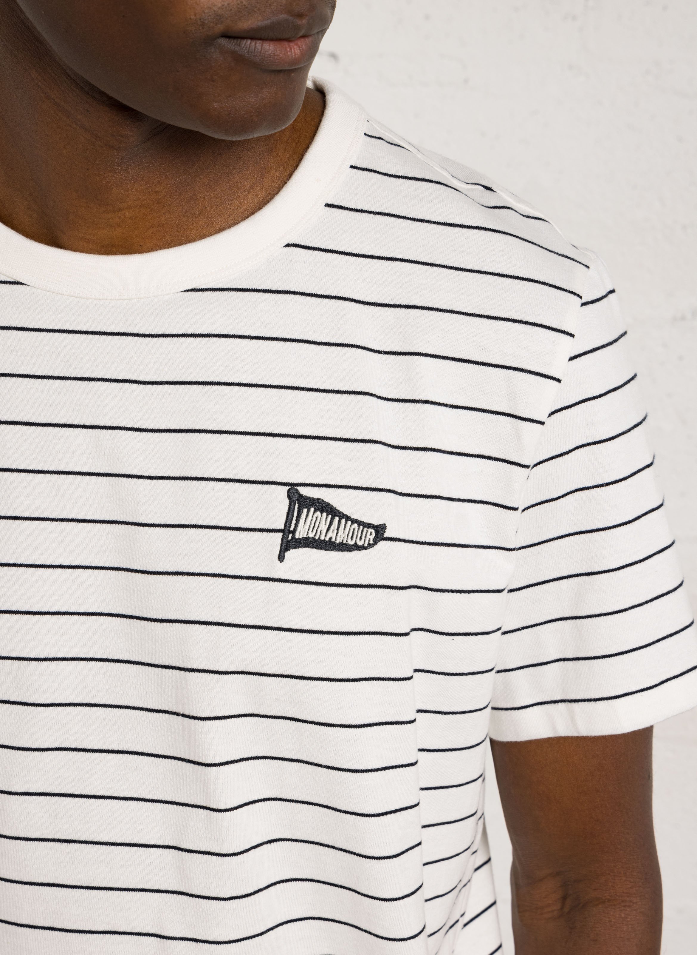 Camiseta recta cuello redondo a rayas CASUAL FRIDAY Blanco