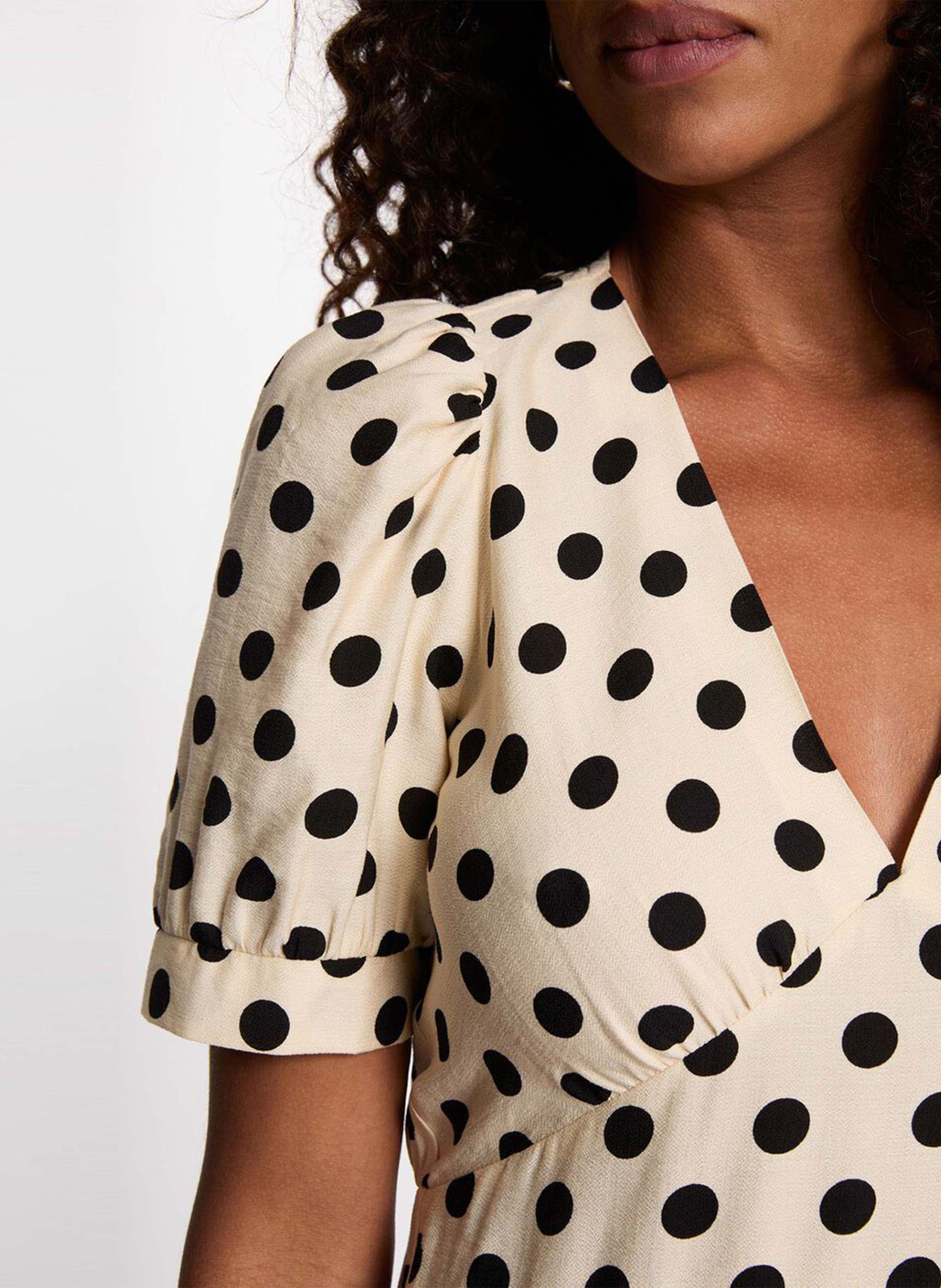 Robe midi col V polka dot MORGAN Multicolore