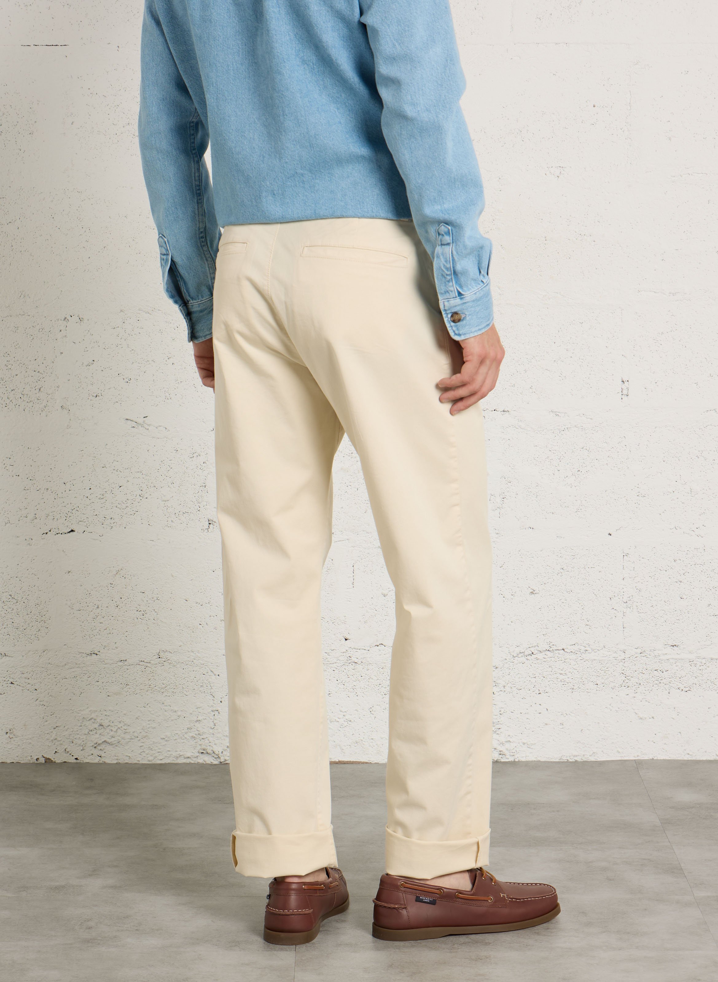 Solid straight chino pants IKKS White