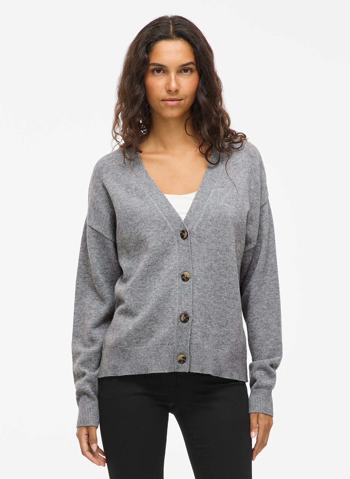 Oversized vest met V-hals in gebreide stof VILA Grijs