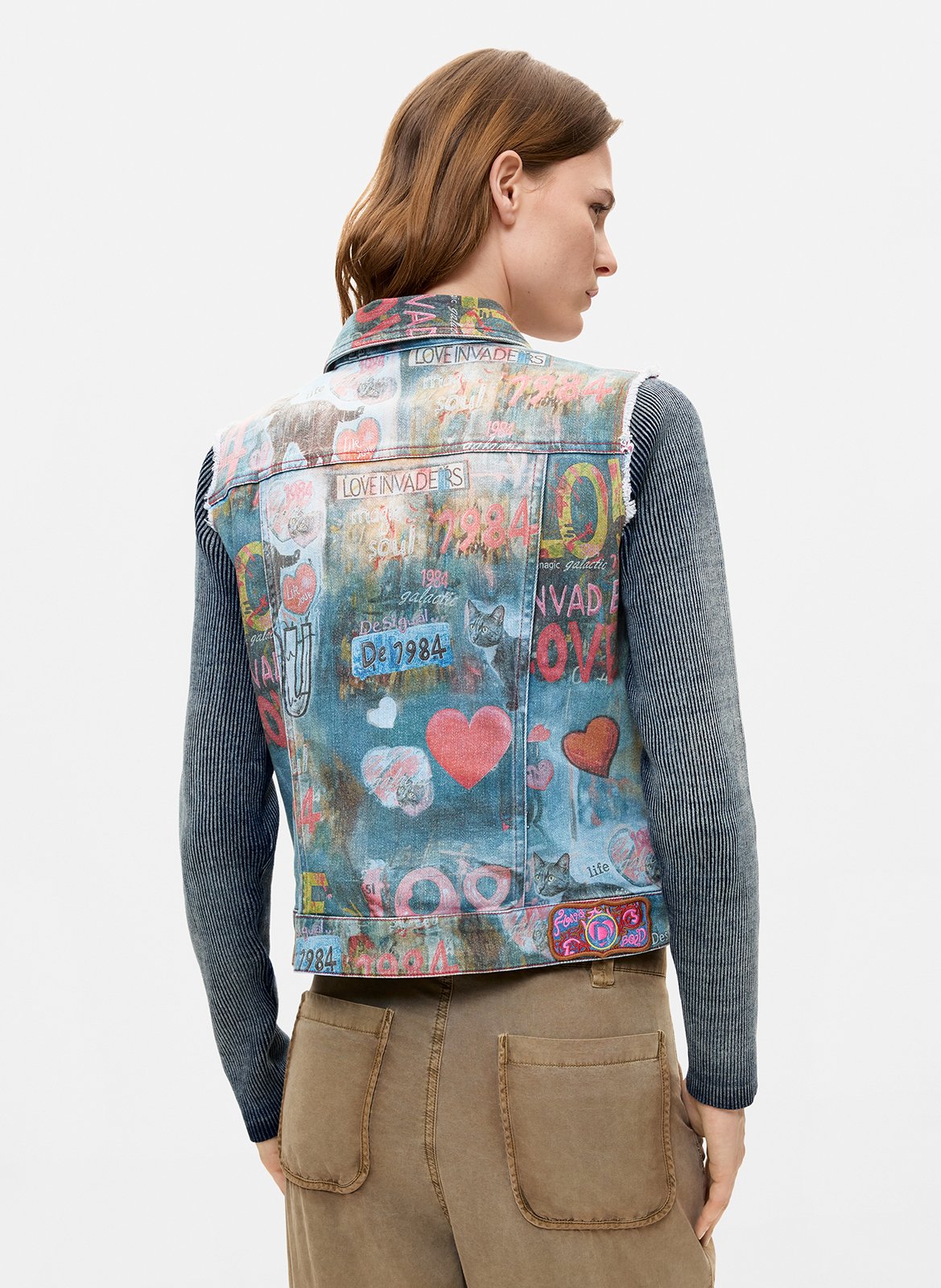 Printed denim jacket DESIGUAL Blue
