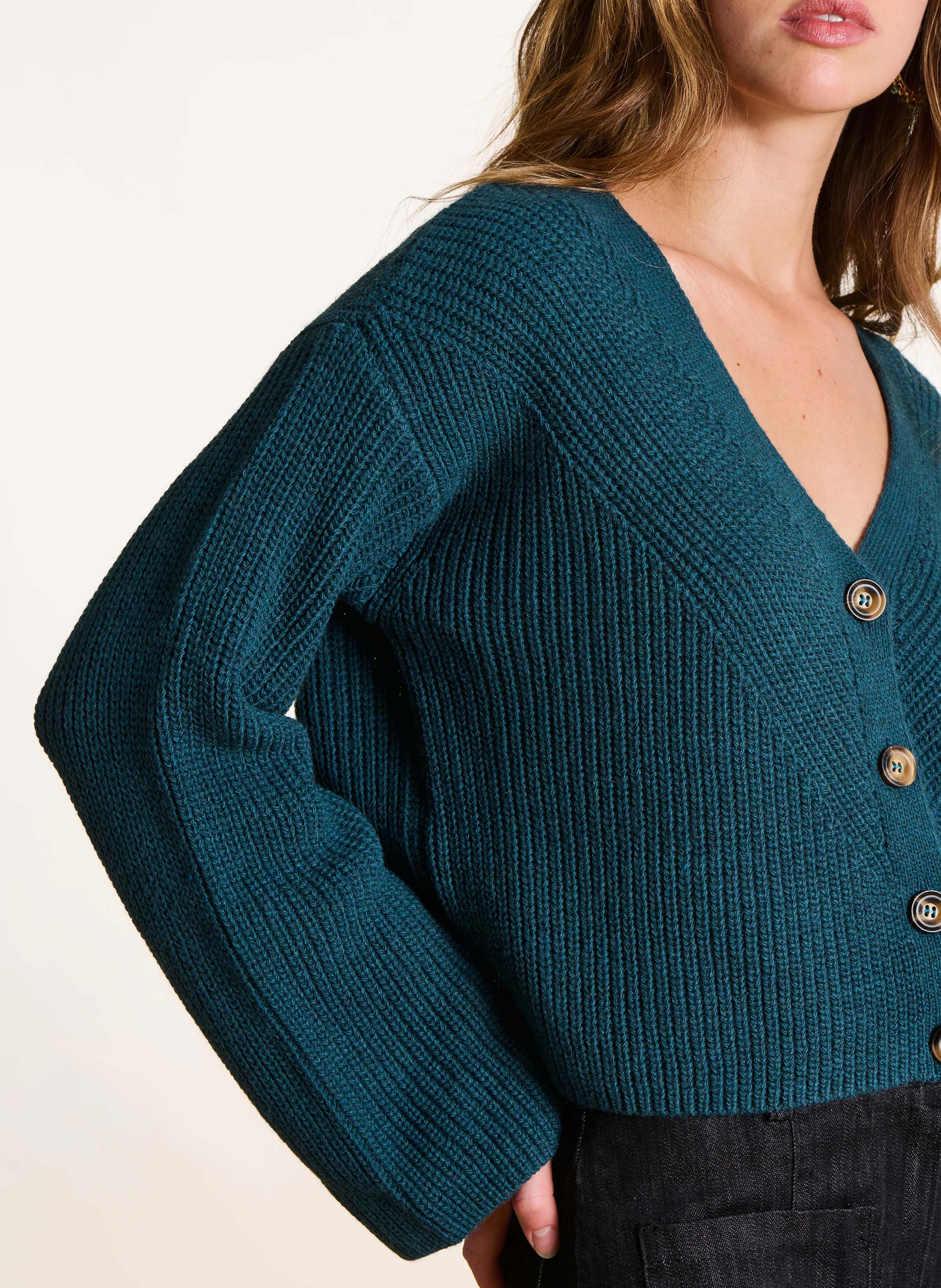 Shawl-collar cardigan LA FEE MARABOUTEE Blue