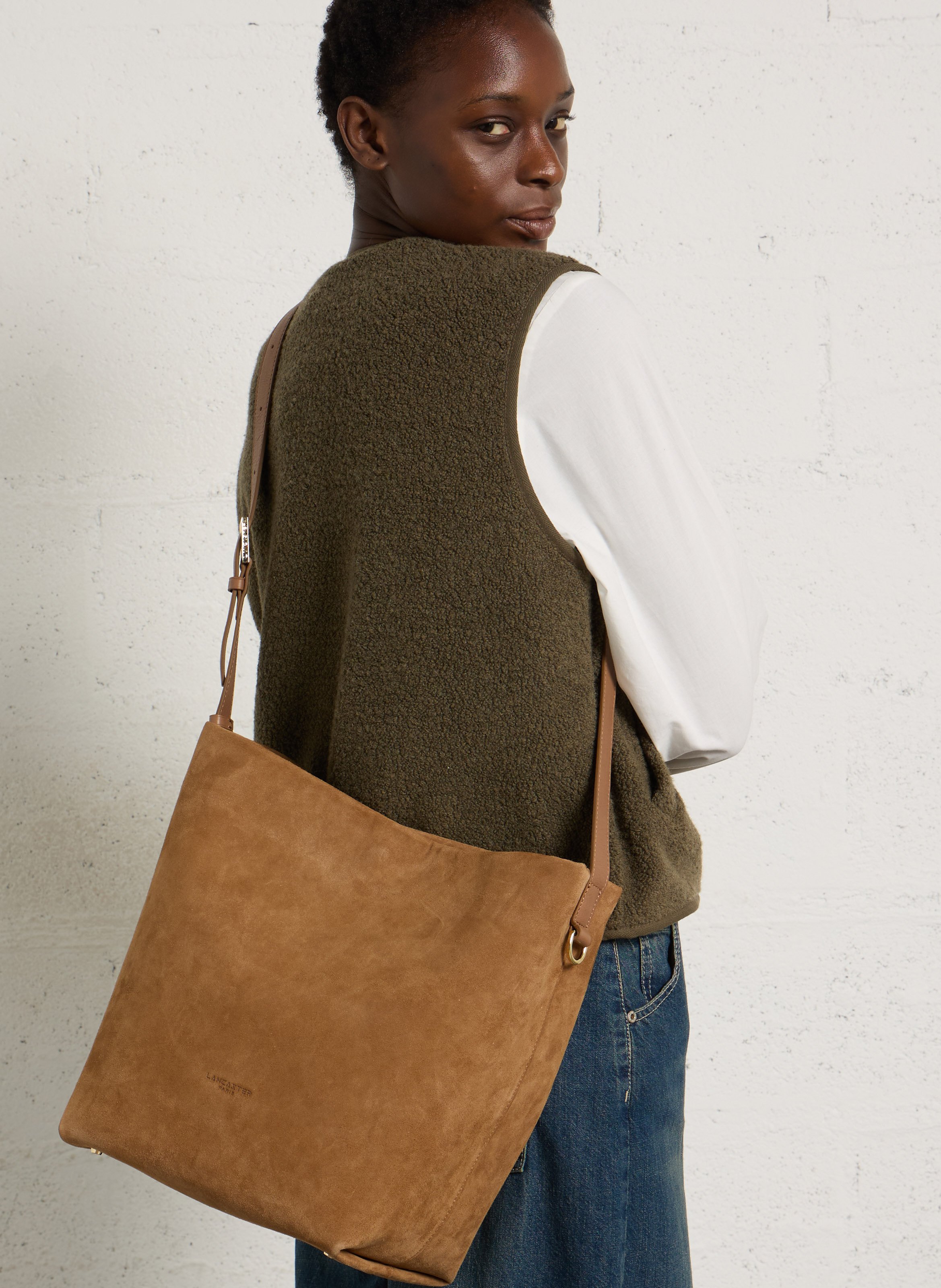 Velvet handbag LANCASTER PARIS Brown