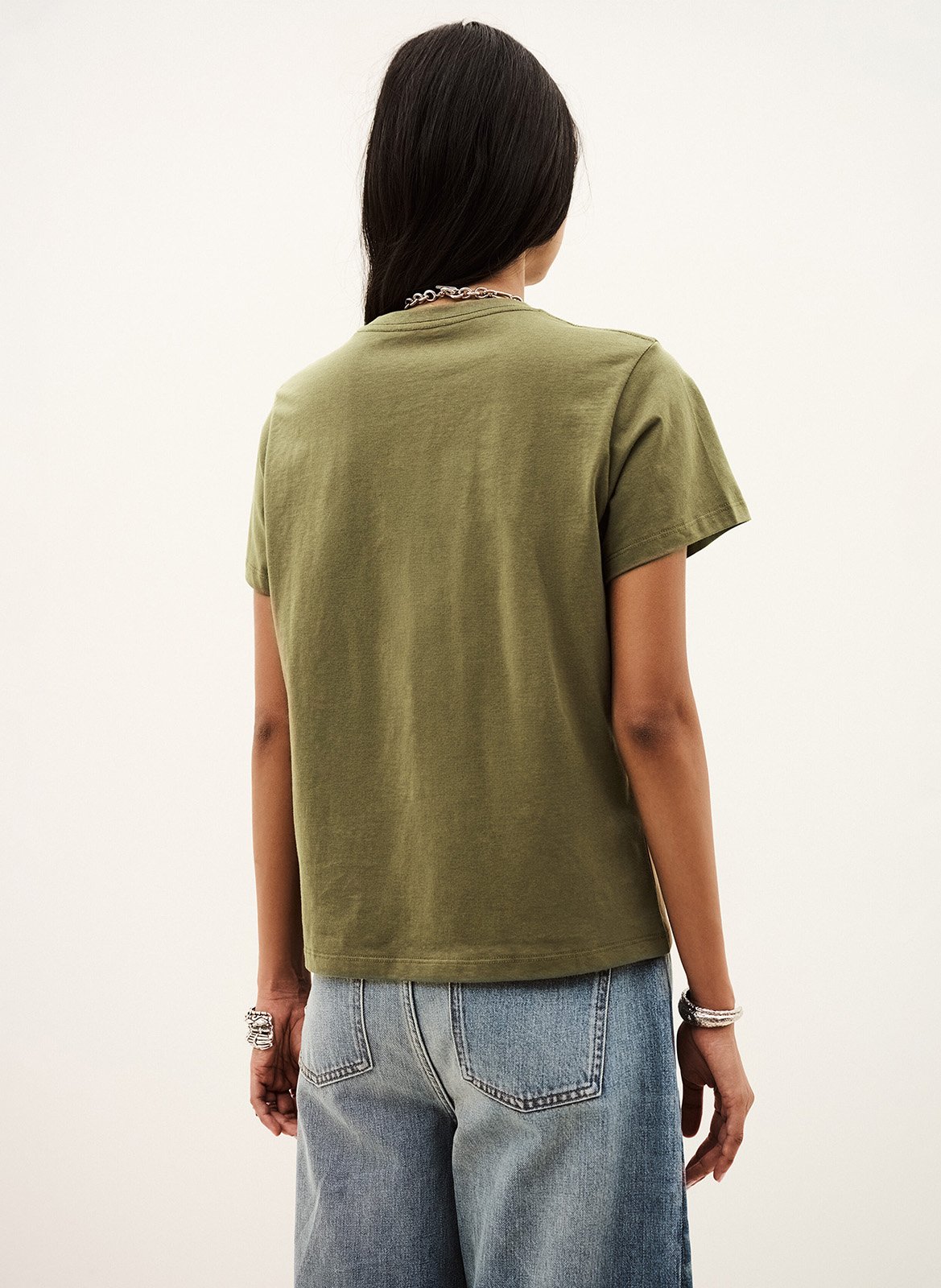Tee-shirt imprimé manches courtes en coton BA&SH Kaki