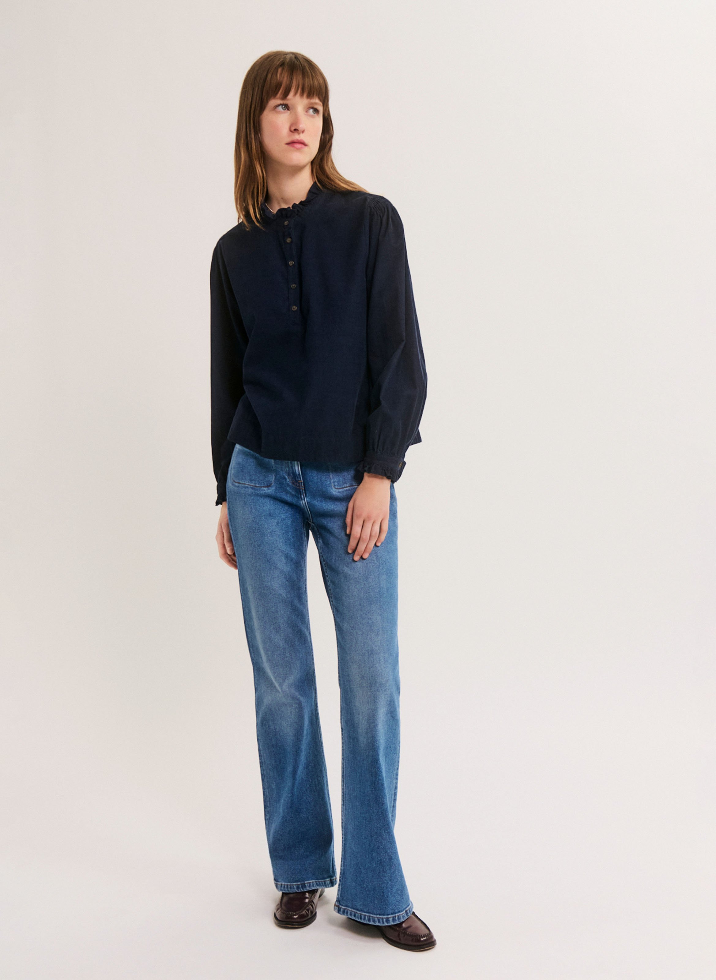 Loose-fit cotton blouse PABLO Blue