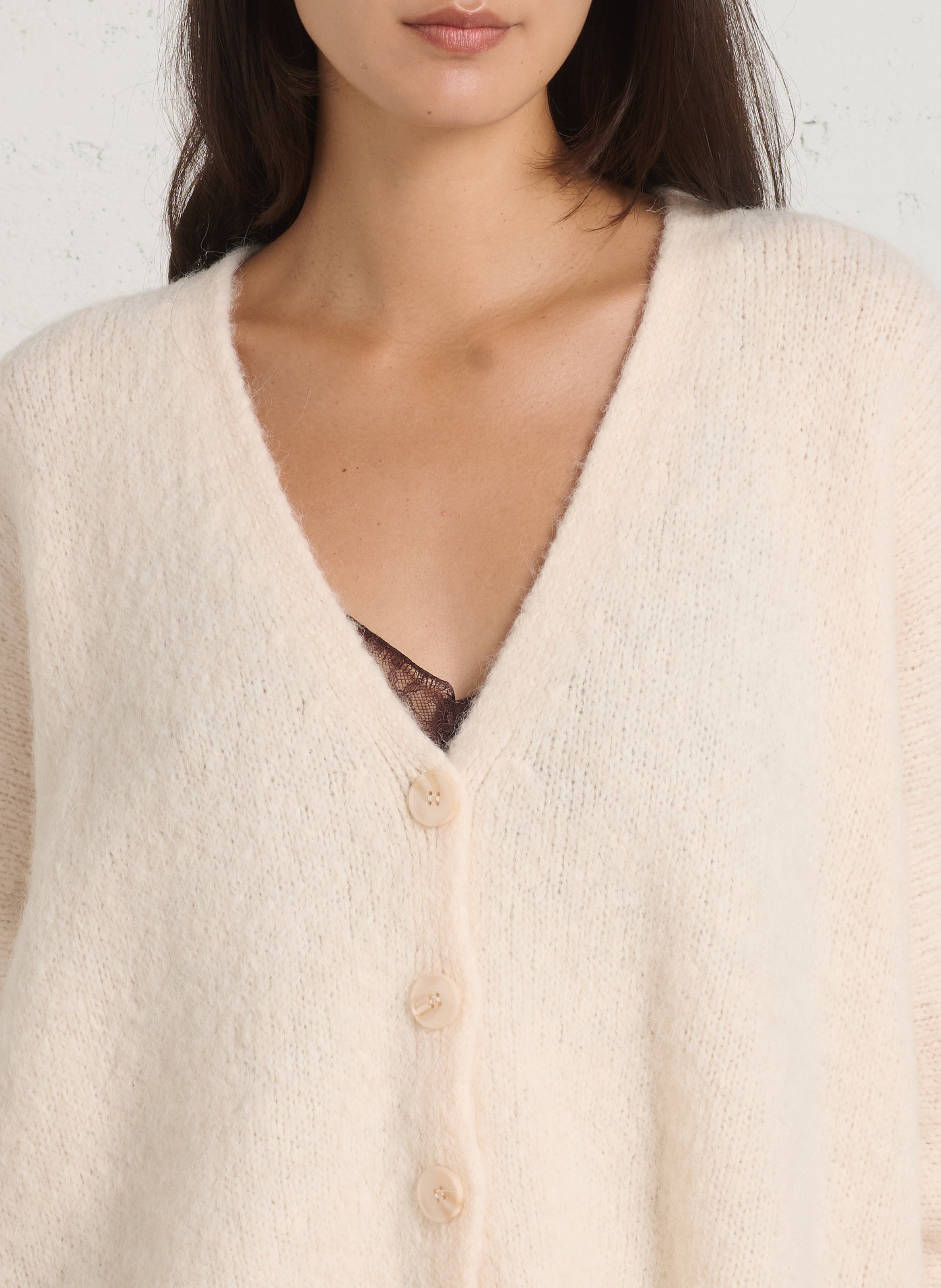 Oversized V-neck Cardigan IMPERIAL Beige