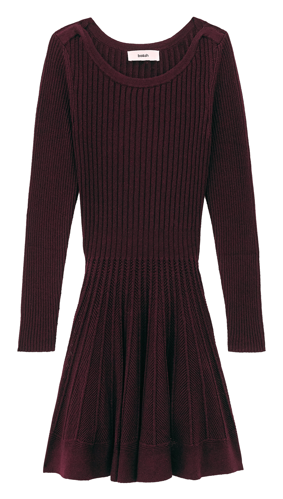 Robe courte manches longues PAOLA Aubergine