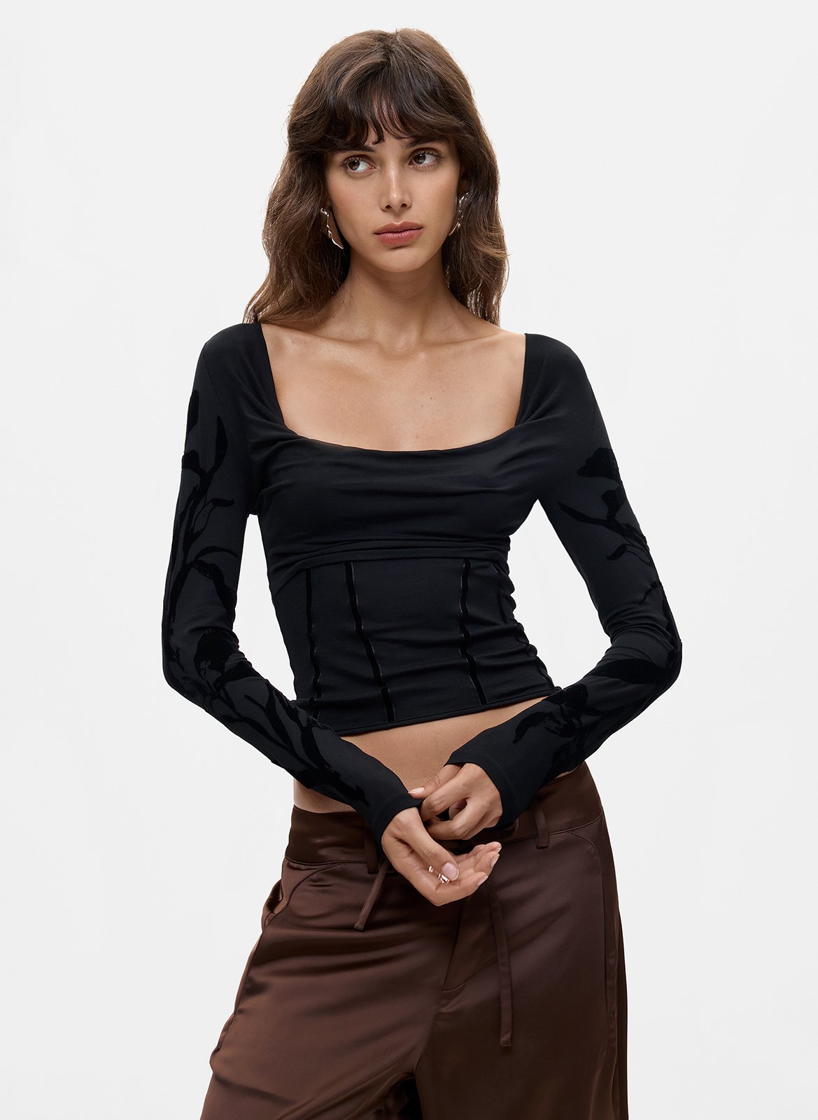 Top moulant col carré décolleté DESIGUAL Noir