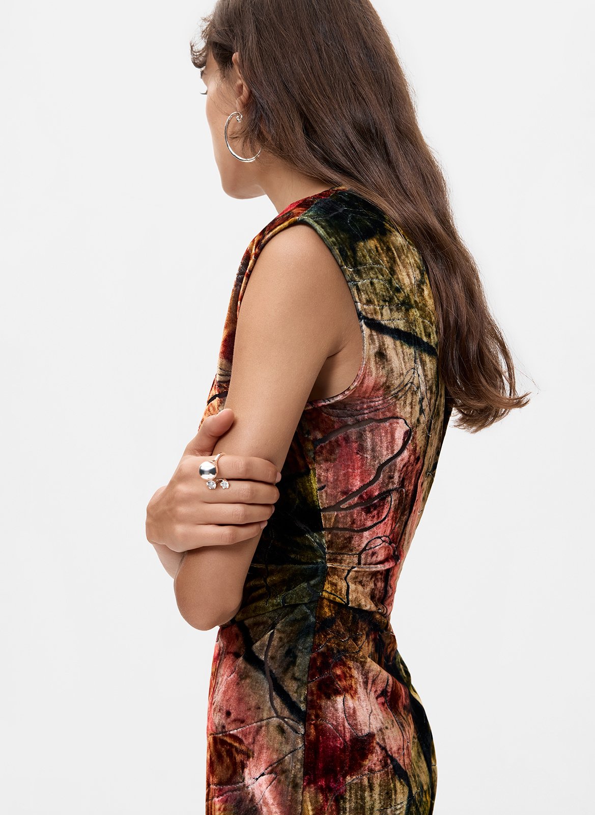 Short round-neck patterned dress DESIGUAL Red